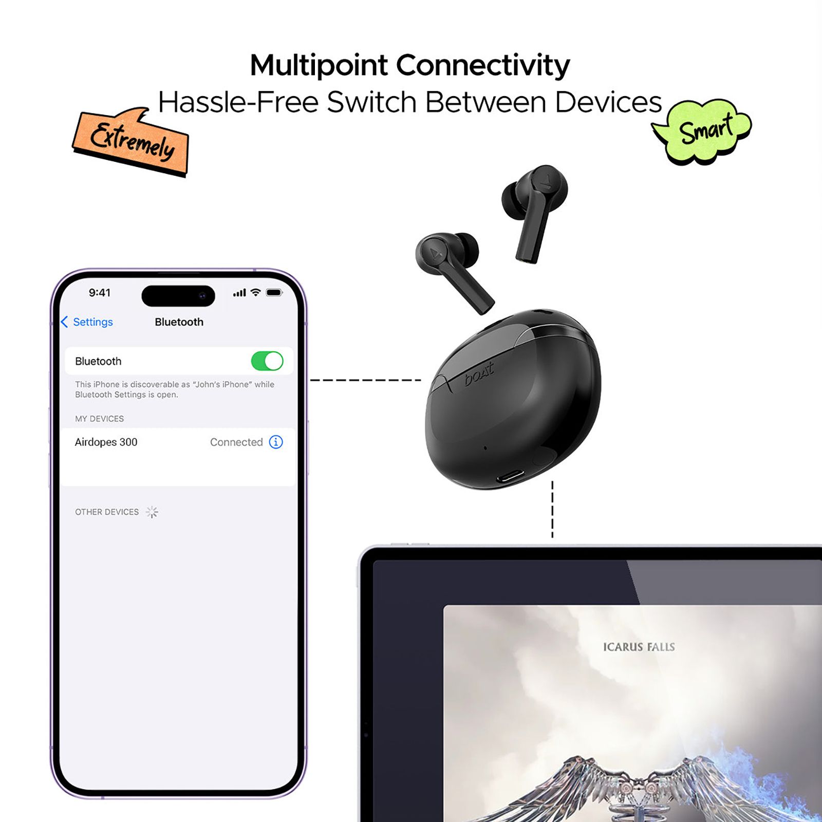 boAt Airdopes 300 TWS Earbuds with AI Environmental Noise Cancellation (IPX4 Water Proof, Splash & Sweat Resistance, 50 Hours Playback, Gunmetal Black) boAt Airdopes 300 TWS Earbuds with AI Environmental Noise Cancellation (IPX4 Water Proof, Splash & Sweat Resistance, 50 Hours Playback, Gunmetal Black)_18