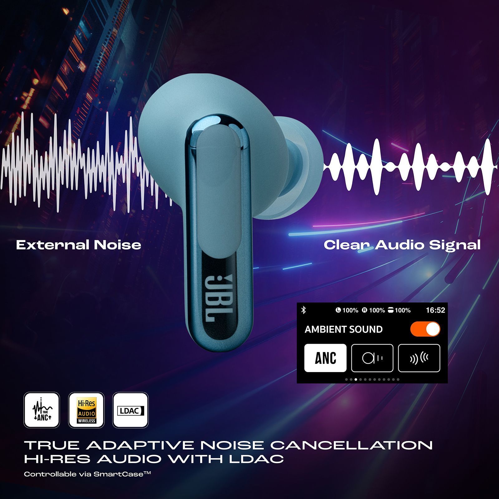 JBL Live Beam 3 TWS Earbuds with Adaptive Noise Cancellation (IP55 Waterproof & Dustproof, Touchscreen Display, Blue) JBL Live Beam 3 TWS Earbuds with Adaptive Noise Cancellation (IP55 Waterproof & Dustproof, Touchscreen Display, Blue)_17