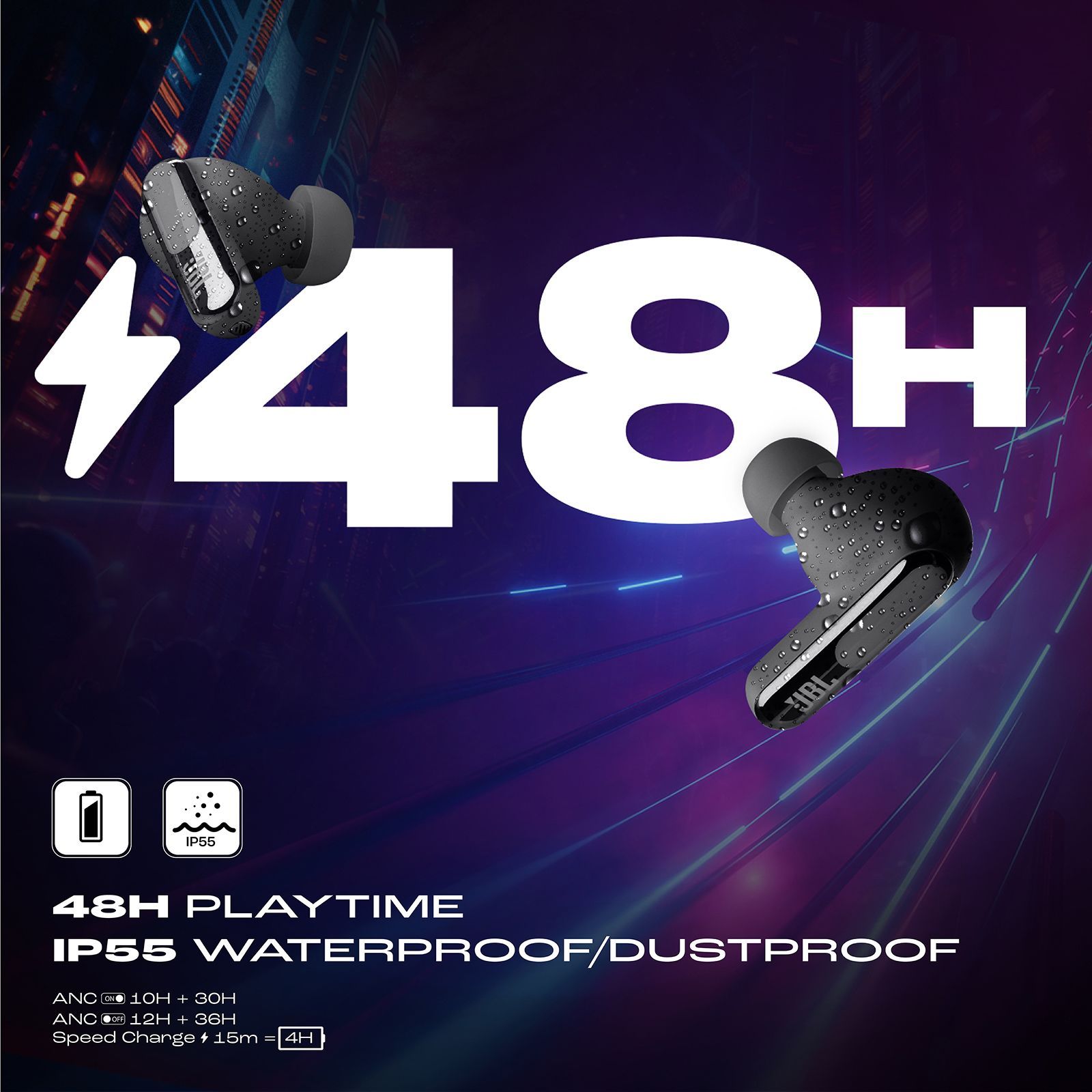 JBL Live Beam 3 TWS Earbuds with Adaptive Noise Cancellation (IP55 Waterproof & Dustproof, Touchscreen Display, Black) JBL Live Beam 3 TWS Earbuds with Adaptive Noise Cancellation (IP55 Waterproof & Dustproof, Touchscreen Display, Black)_19