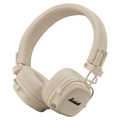 Marshall Major V Bluetooth Headphone with Mic (Upto 100 Hours Playback, On Ear, Cream)