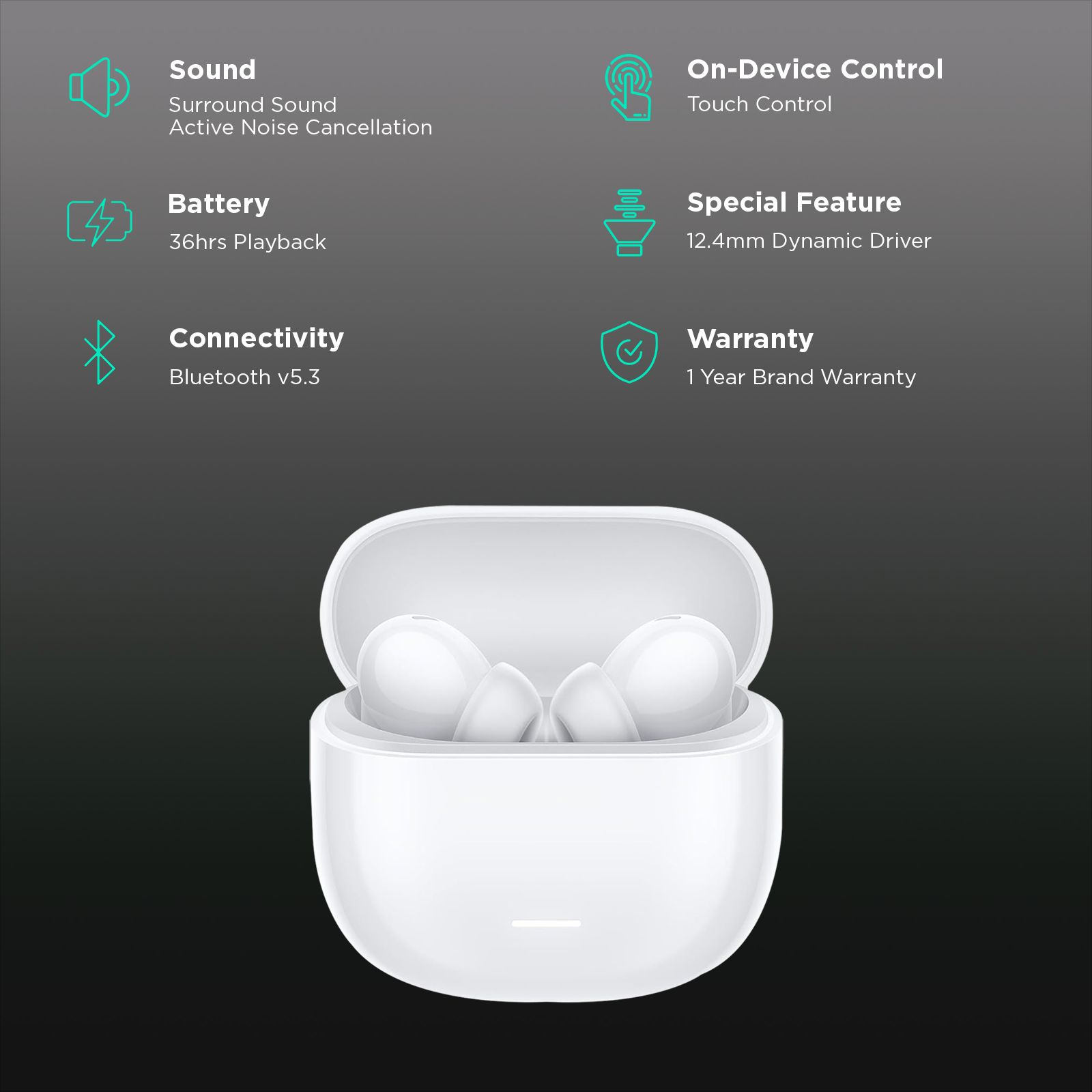 Redmi Buds 5C M2349E1 TWS Earbuds with Active Noise Cancellation (IP54 Water Resistant, 10 Mins Quick Charge, Bass White) Redmi Buds 5C M2349E1 TWS Earbuds with Active Noise Cancellation (IP54 Water Resistant, 10 Mins Quick Charge, Bass White)_2