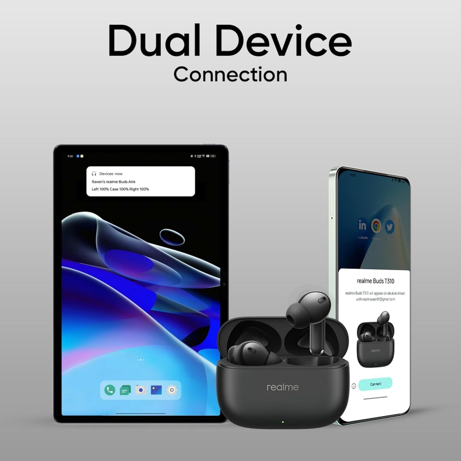 realme T310 TWS Earbuds with Hybrid Noise Cancellation (IP55 Water & Dust Resistance, 40 Hours Playback, Vibrant Black)_10