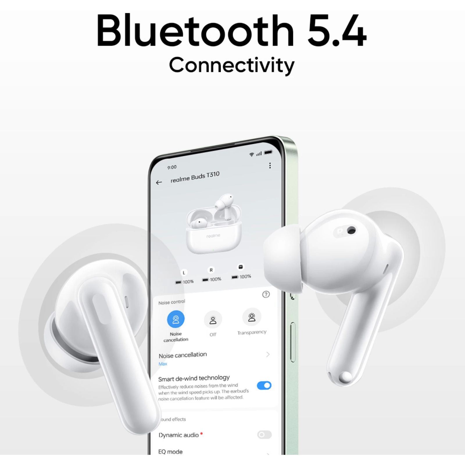 realme T310 TWS Earbuds with Hybrid Noise Cancellation (IP55 Water & Dust Resistance, 40 Hours Playback, Agile White) realme T310 TWS Earbuds with Hybrid Noise Cancellation (IP55 Water & Dust Resistance, 40 Hours Playback, Agile White)_9