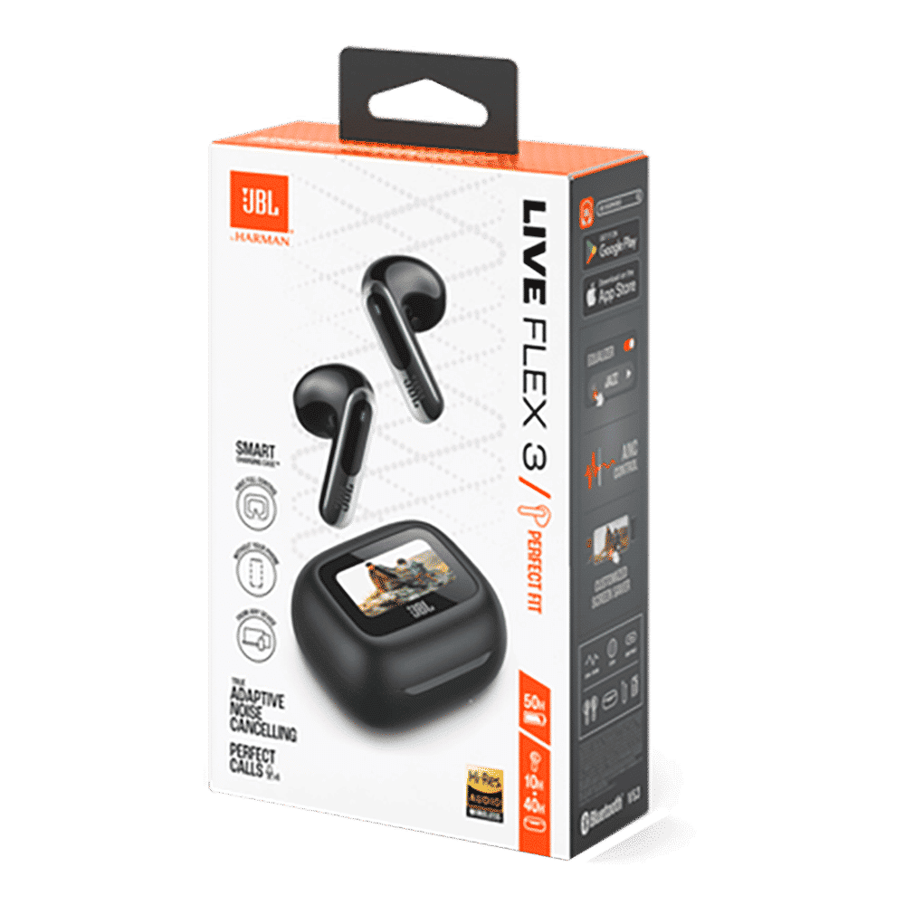 JBL Live Flex 3 TWS Earbuds with Adaptive Noise Cancellation (IP54 Water Resistant, Touchscreen Display, Black) JBL Live Flex 3 TWS Earbuds with Adaptive Noise Cancellation (IP54 Water Resistant, Touchscreen Display, Black)_13