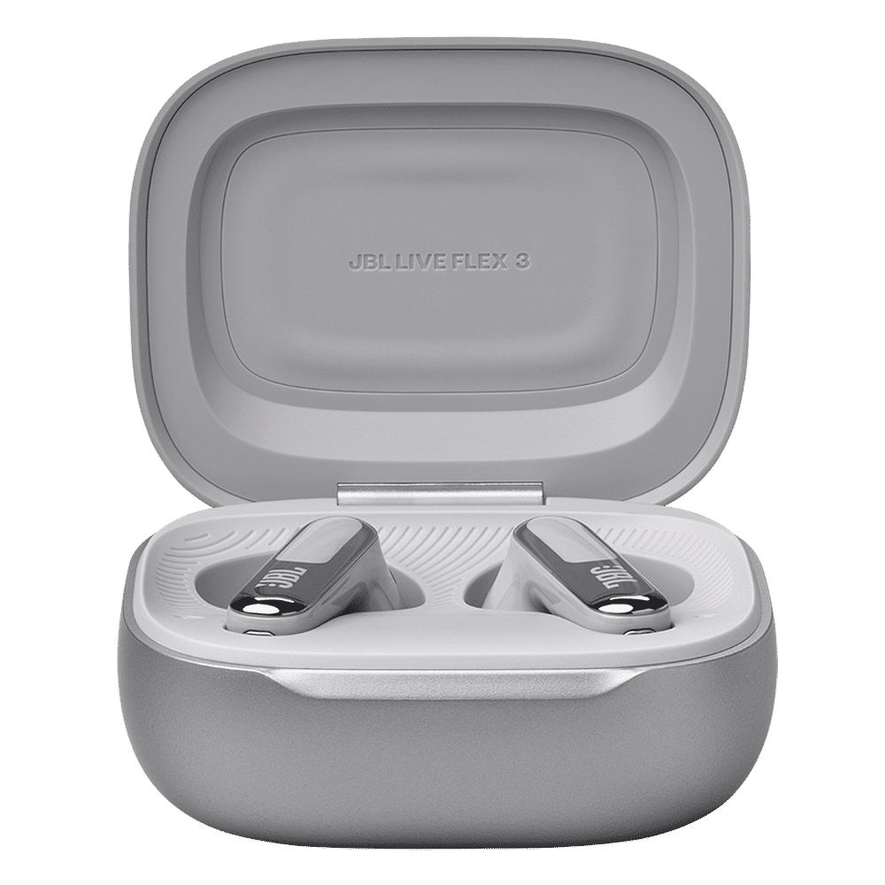 JBL Live Flex 3 TWS Earbuds with Adaptive Noise Cancellation (IP54 Water Resistant, Touchscreen Display, Silver) JBL Live Flex 3 TWS Earbuds with Adaptive Noise Cancellation (IP54 Water Resistant, Touchscreen Display, Silver)_5
