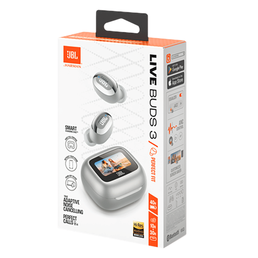 JBL Live Buds 3 TWS Earbuds with Adaptive Noise Cancellation (IP55 Water Resistant, Touchscreen Display, Silver) JBL Live Buds 3 TWS Earbuds with Adaptive Noise Cancellation (IP55 Water Resistant, Touchscreen Display, Silver)_11