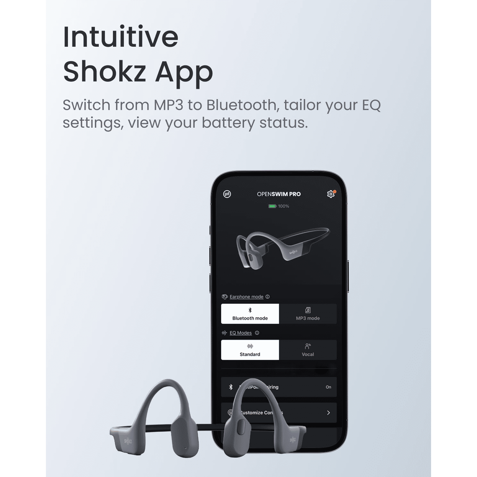 SHOKZ OpenSwim Pro Bone Conduction Bluetooth Headphone with Environmental Noise Cancellation (IP68 Waterproof, Built For Swimming, Grey)_6