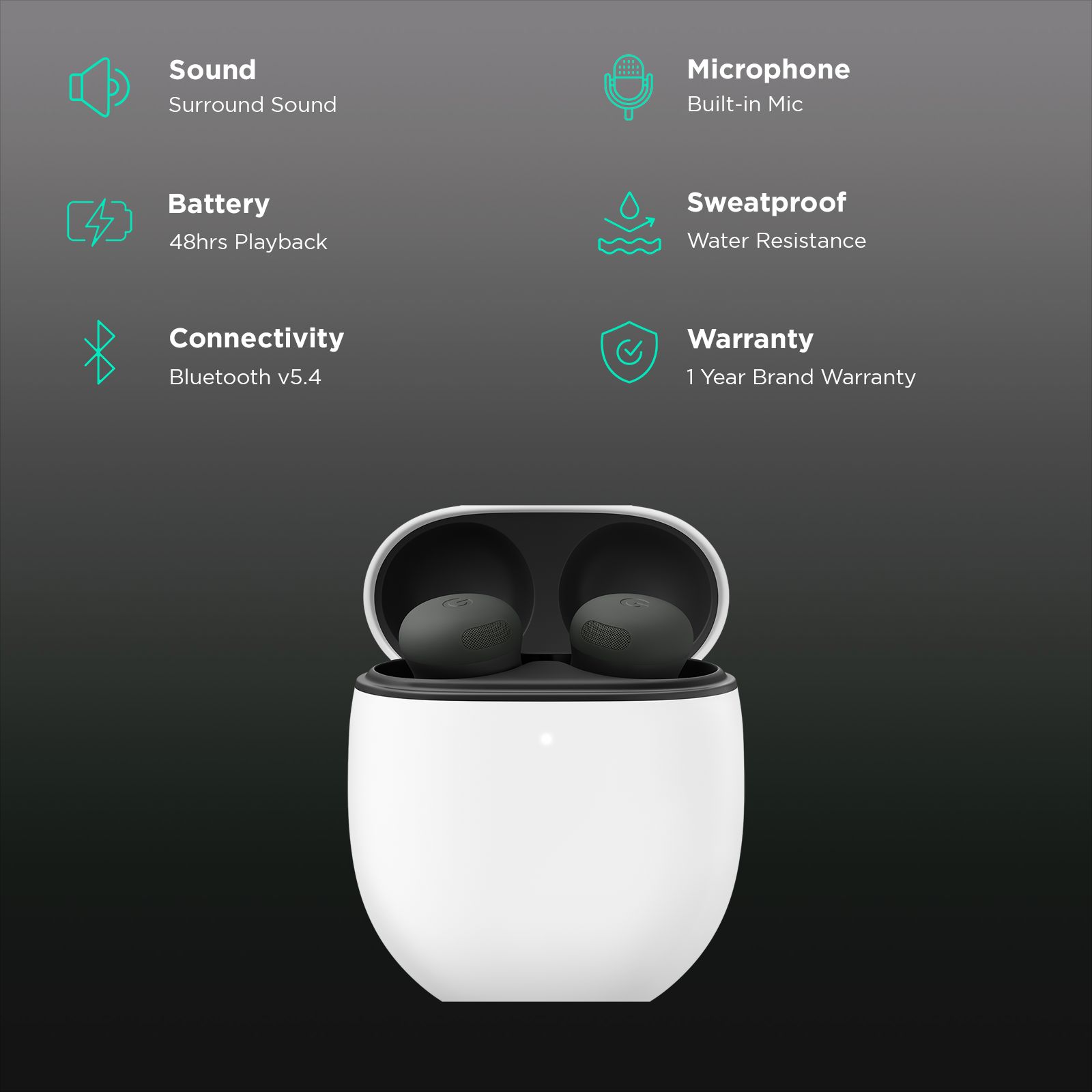 Google Pixel Buds Pro 2 TWS Earbuds with Active Noise Cancellation (IP54 Sweat & Water Resistant, AI-powered Clear Calling, Hazel)_2