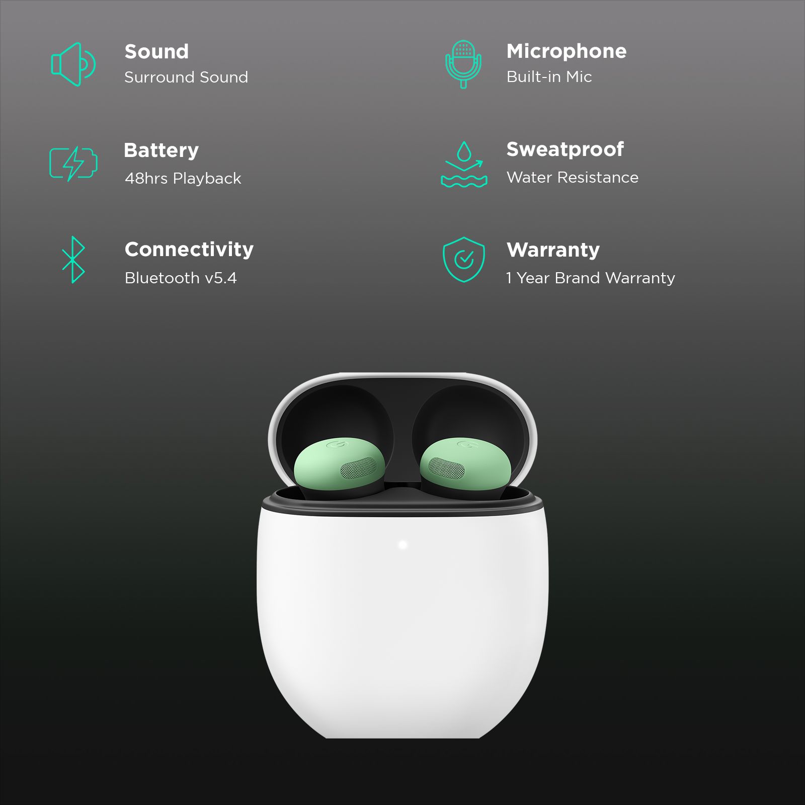 Google Pixel Buds Pro 2 TWS Earbuds with Active Noise Cancellation (IP54 Sweat & Water Resistant, AI-powered Clear Calling, Wintergreen) Google Pixel Buds Pro 2 TWS Earbuds with Active Noise Cancellation (IP54 Sweat & Water Resistant, AI-powered Clear Calling, Wintergreen)_2