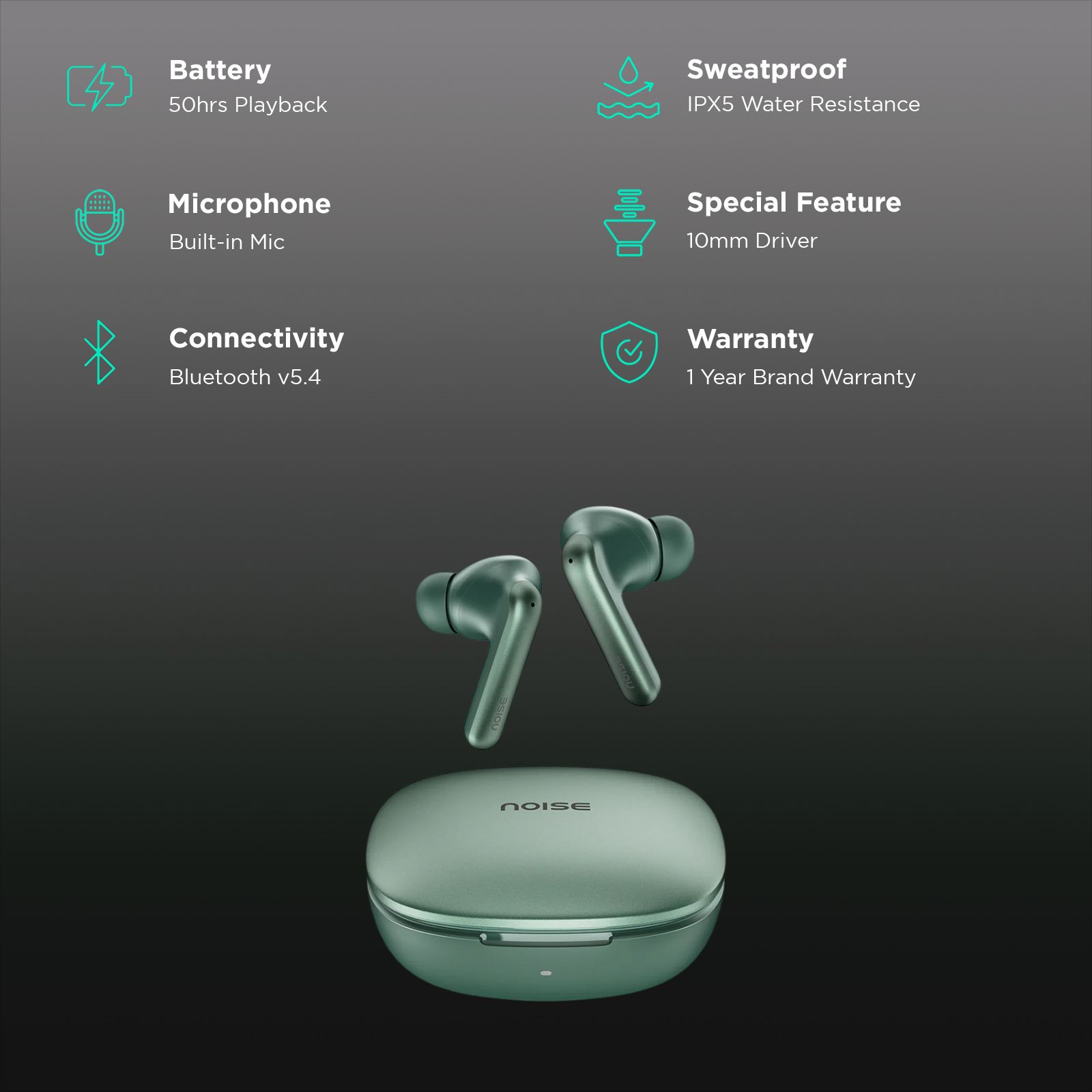 noise Air Buds Pro 4 TWS Earbuds with Active Noise Cancellation (IPX5 Water Resistant, Spatial Audio, Jade Green) noise Air Buds Pro 4 TWS Earbuds with Active Noise Cancellation (IPX5 Water Resistant, Spatial Audio, Jade Green)_3