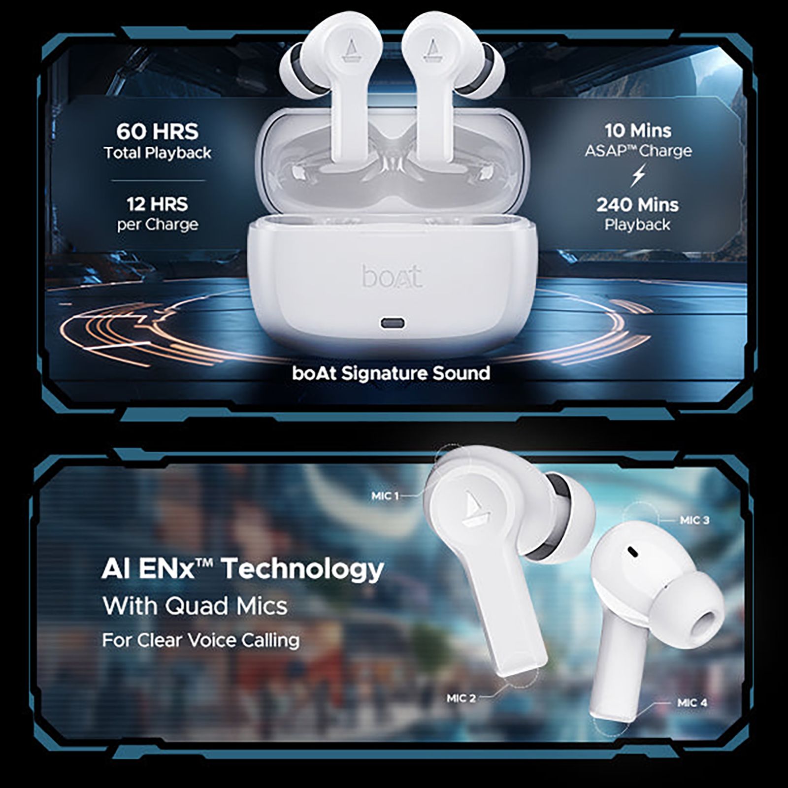 boAt Nirvana Lucid TWS Earbuds with Active Noise Cancellation (IPX5 Water Resistant, ASAP Charge, Zinc White) boAt Nirvana Lucid TWS Earbuds with Active Noise Cancellation (IPX5 Water Resistant, ASAP Charge, Zinc White)_4