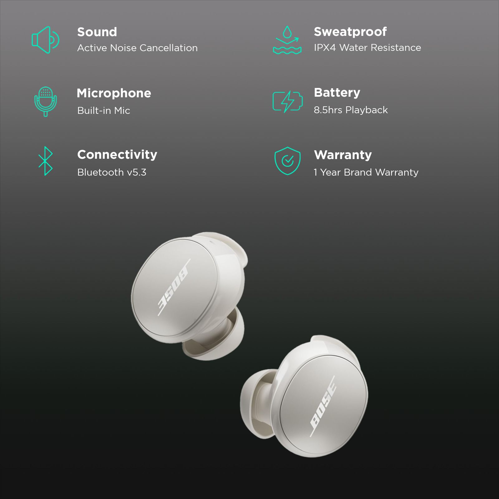 BOSE QuietComfort 888507-0200 TWS Earbuds with Active Noise Cancellation (IPX4 Water and Sweat Resistant, Multipoint Connectivity, White Smoke) BOSE QuietComfort 888507-0200 TWS Earbuds with Active Noise Cancellation (IPX4 Water and Sweat Resistant, Multipoint Connectivity, White Smoke)_2