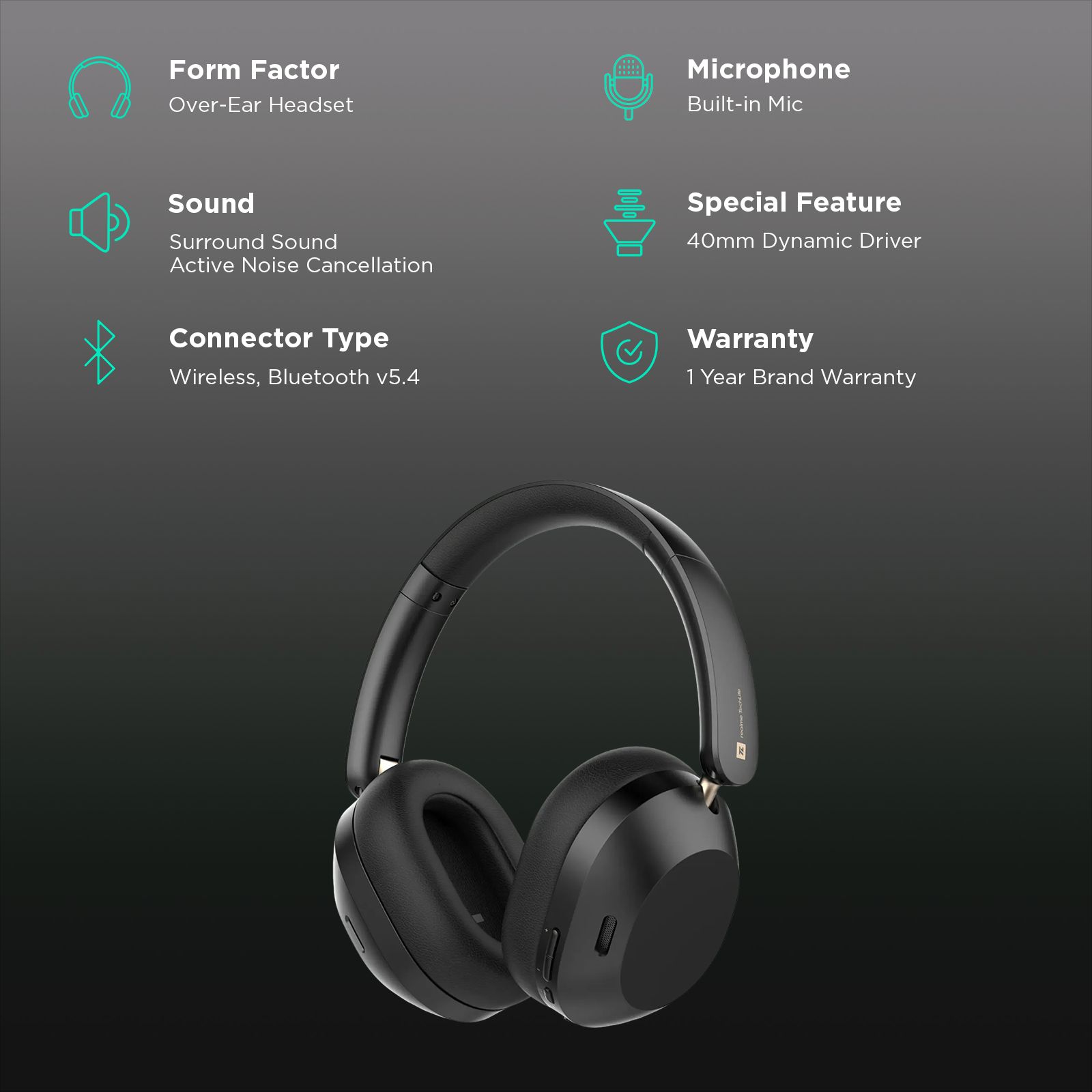 realme TechLife Studio H1 Bluetooth Headphone with Mic (Active Noise Cancellation, Google Fast Pair, Black) realme TechLife Studio H1 Bluetooth Headphone with Mic (Active Noise Cancellation, Google Fast Pair, Black)_2