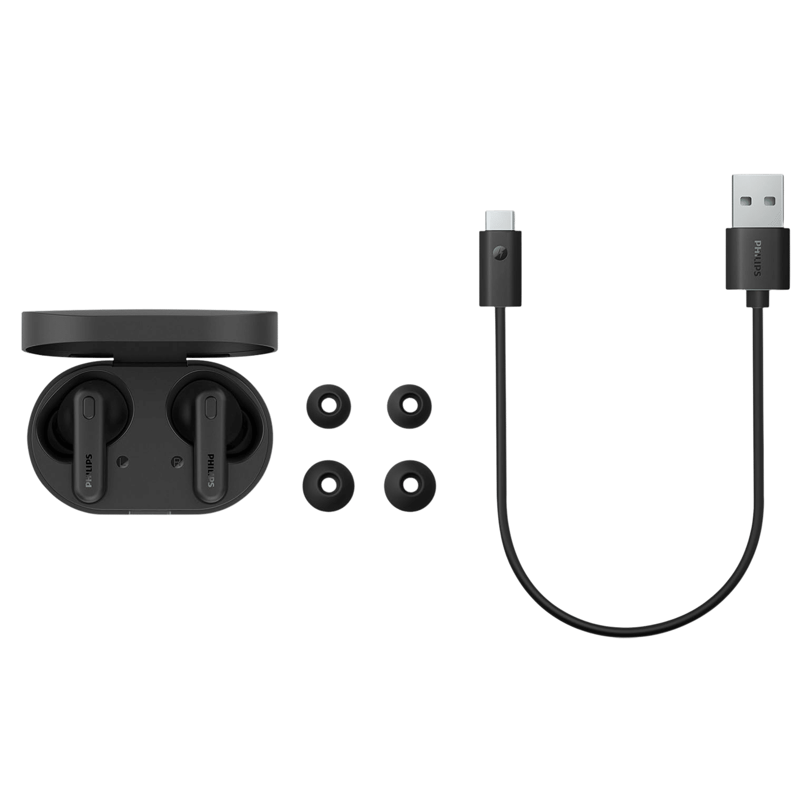 PHILIPS TAT1108BK/00 TWS Earbuds with Environmental Noise Cancellation (IPX4 Splash and Sweat Resistant, Dynamic Drivers, Black) PHILIPS TAT1108BK/00 TWS Earbuds with Environmental Noise Cancellation (IPX4 Splash and Sweat Resistant, Dynamic Drivers, Black)_3