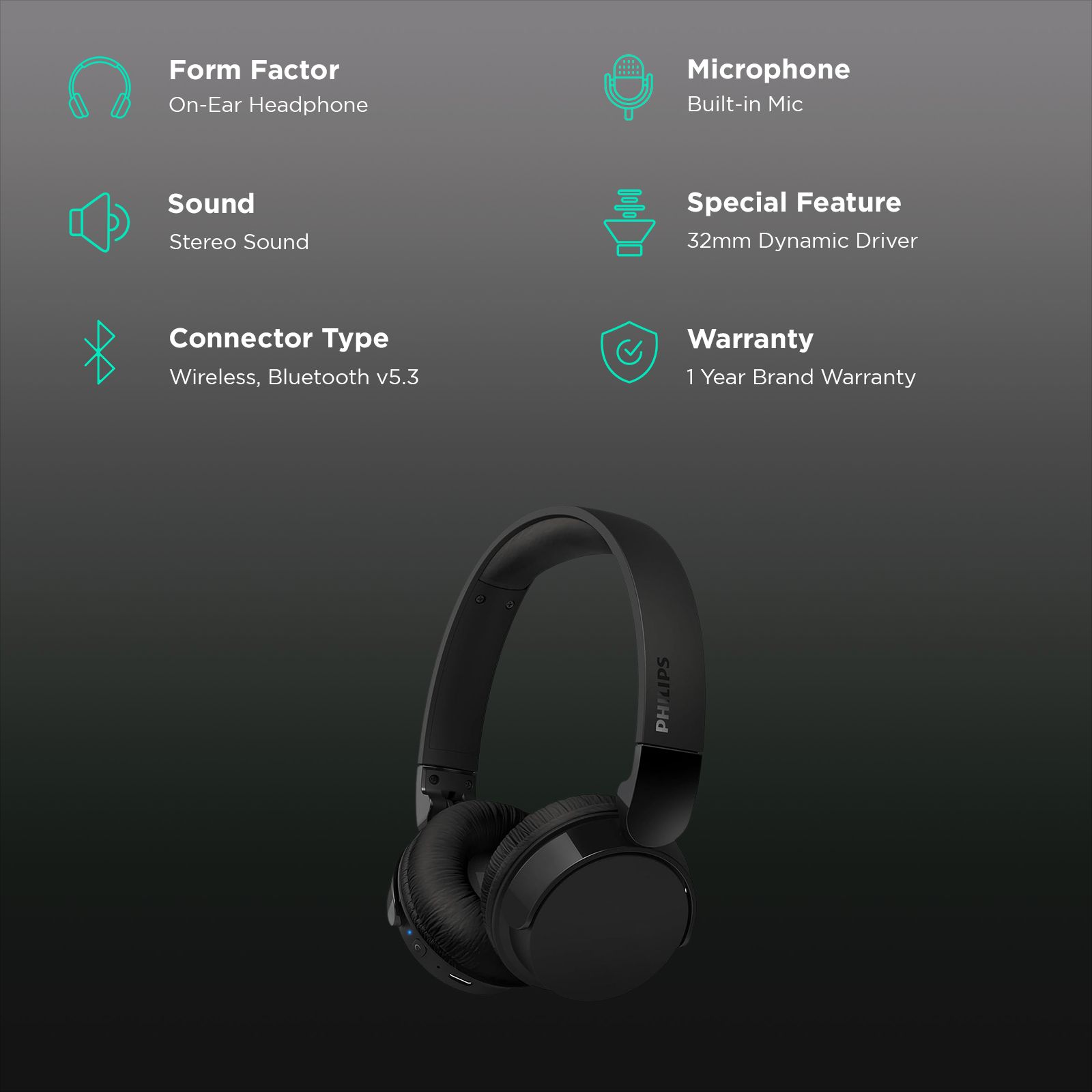 PHILIPS 4000 Series TAH4209BK/00 Bluetooth Headphone with Mic (Dynamic Bass, On Ear, Black) PHILIPS 4000 Series TAH4209BK/00 Bluetooth Headphone with Mic (Dynamic Bass, On Ear, Black)_2