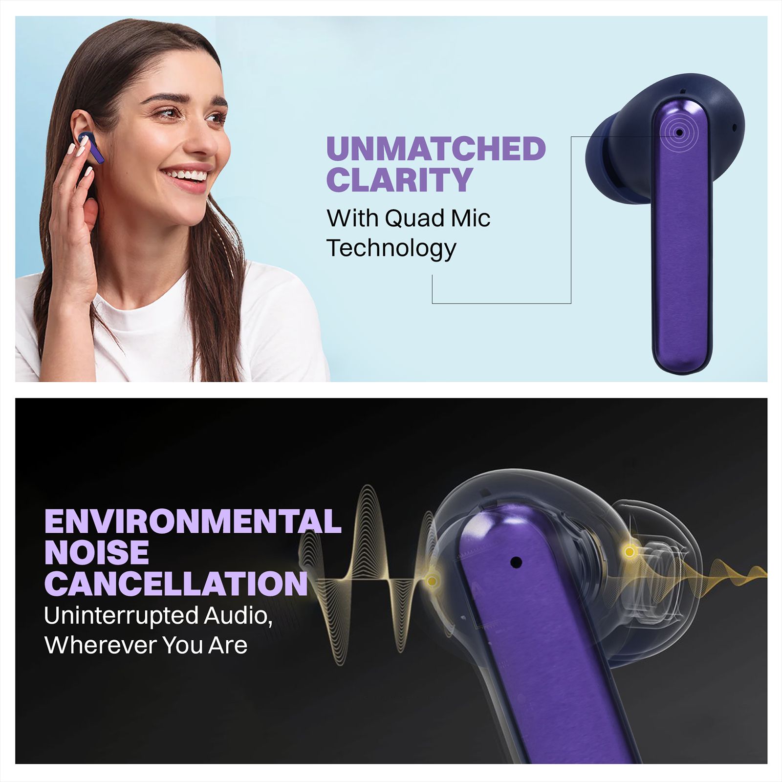 Croma TWS Earbuds with Environmental Noise Cancellation (IPX4 Water Resistant, Quad Mic, Blue)_16