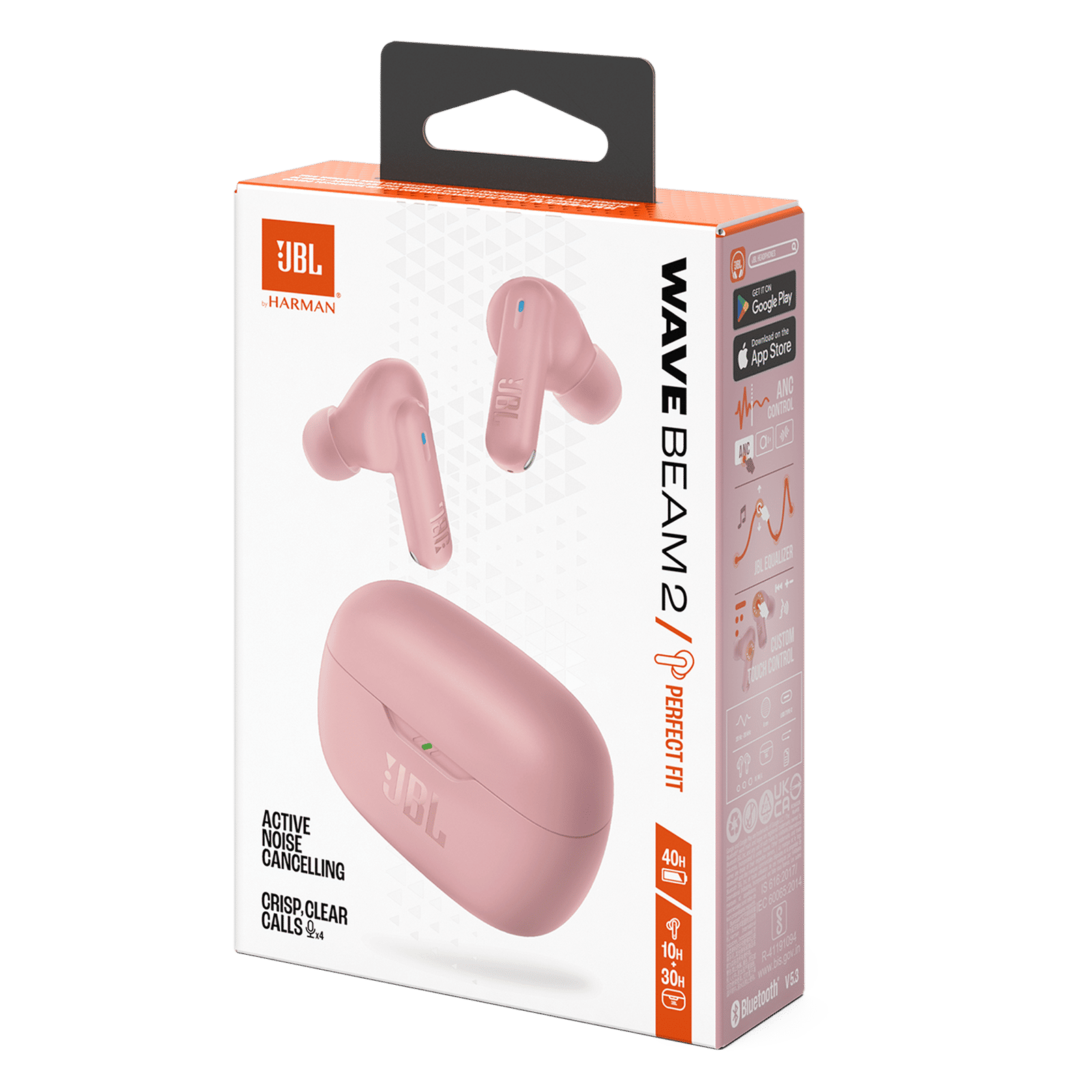 JBL Wave Beam 2 TWS Earbuds with Active Noise Cancellation (IP54 Water Resistant, 40 Hours Playtime, Pink)_12