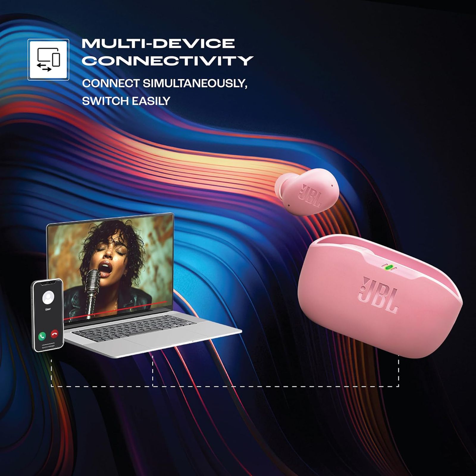 JBL Wave Buds 2 TWS Earbuds with Active Noise Cancellation (IP54 Water Resistant, 40 Hours Playtime, Pink) JBL Wave Buds 2 TWS Earbuds with Active Noise Cancellation (IP54 Water Resistant, 40 Hours Playtime, Pink)_18