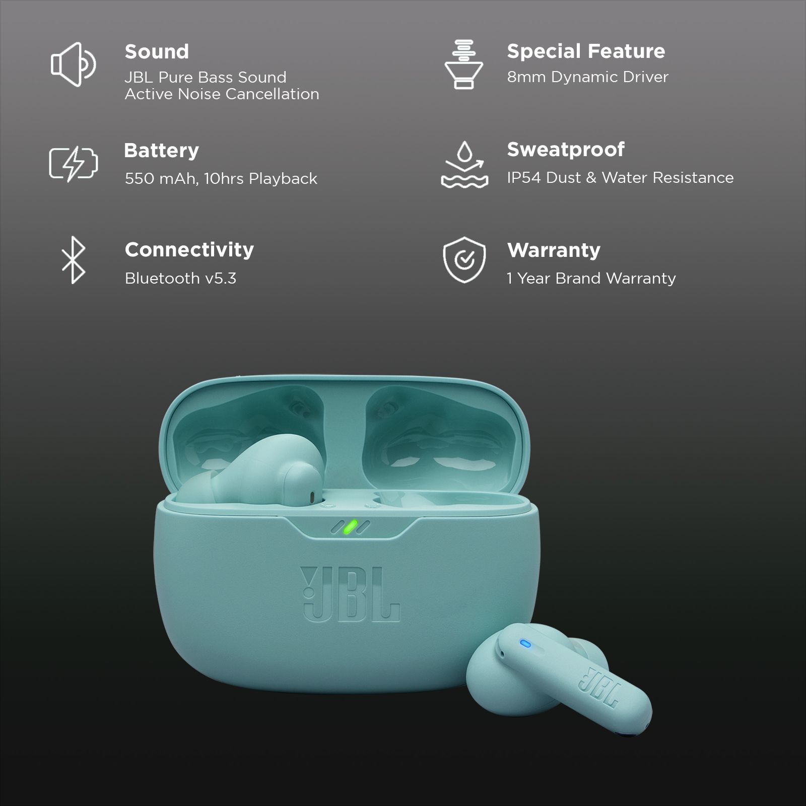 JBL Wave Beam 2 TWS Earbuds with Active Noise Cancellation (IP54 Water Resistant, 40 Hours Playtime, Blue)_2