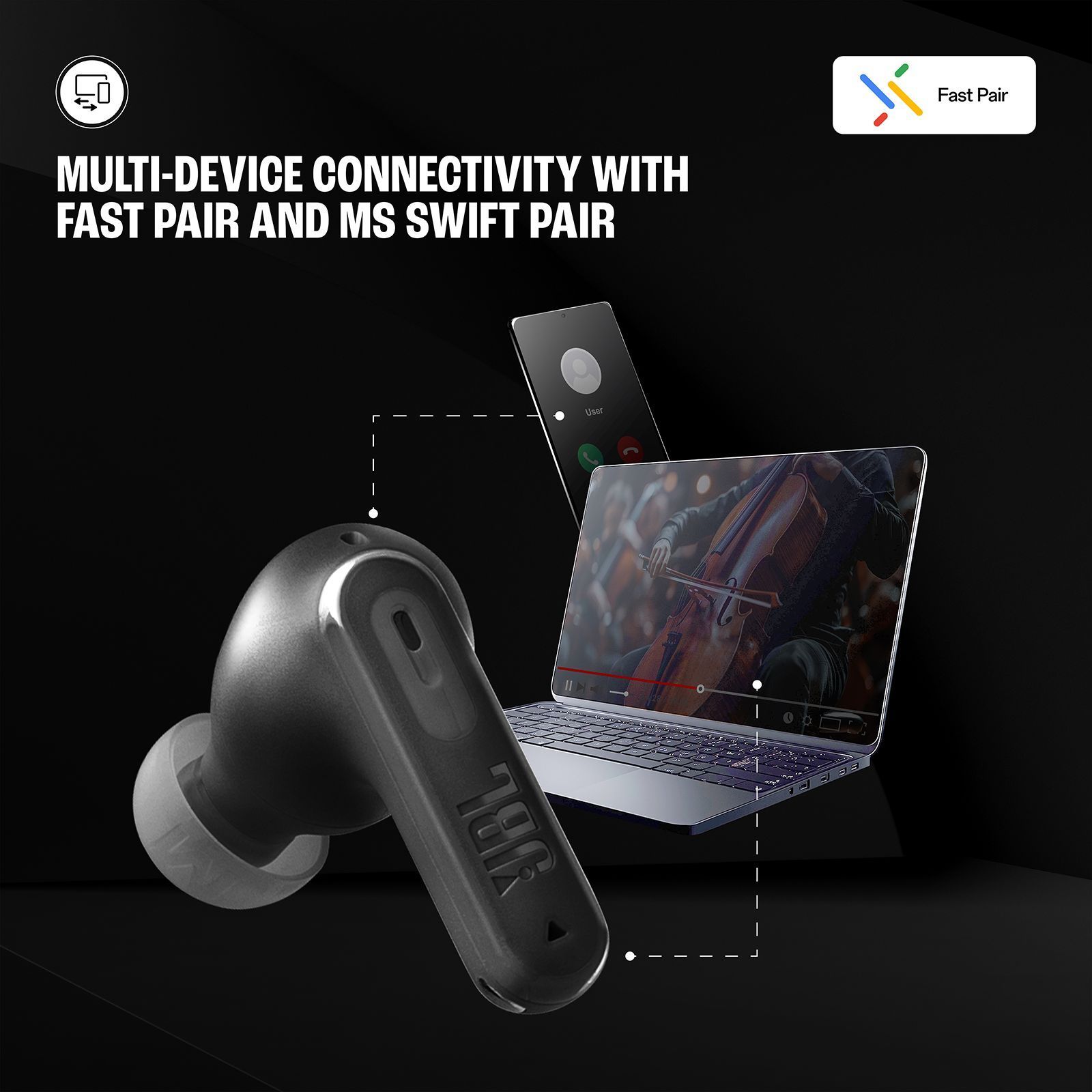 JBL Tune Beam 2 TWS Earbuds with Adaptive Noise Cancellation (IP54 Water Resistant, 48 Hours Playback, Black) JBL Tune Beam 2 TWS Earbuds with Adaptive Noise Cancellation (IP54 Water Resistant, 48 Hours Playback, Black)_15