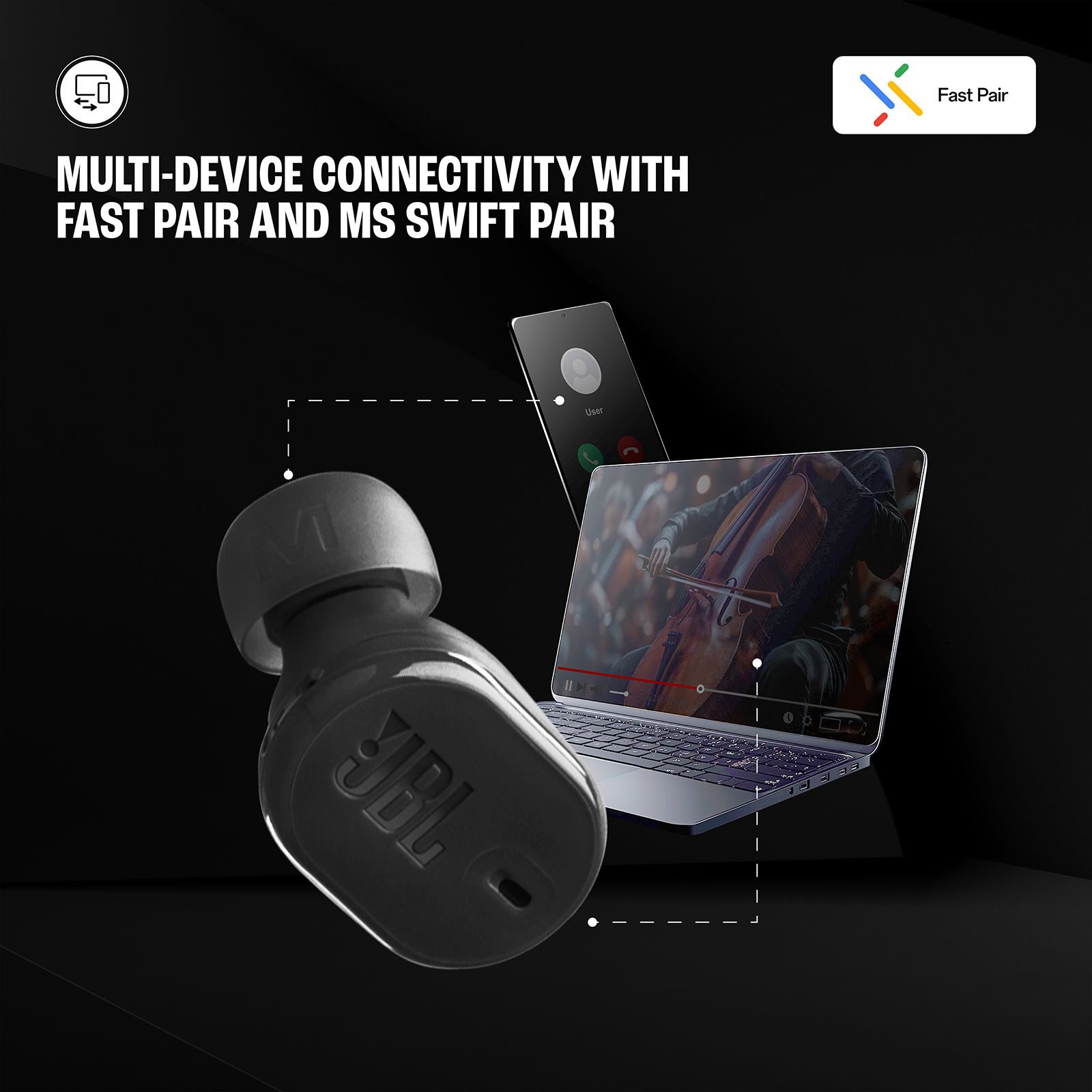 JBL Tune Buds 2 TWS Earbuds with Adaptive Noise Cancellation (IP54 Water Resistant, 48 Hours Playback, Black) JBL Tune Buds 2 TWS Earbuds with Adaptive Noise Cancellation (IP54 Water Resistant, 48 Hours Playback, Black)_15