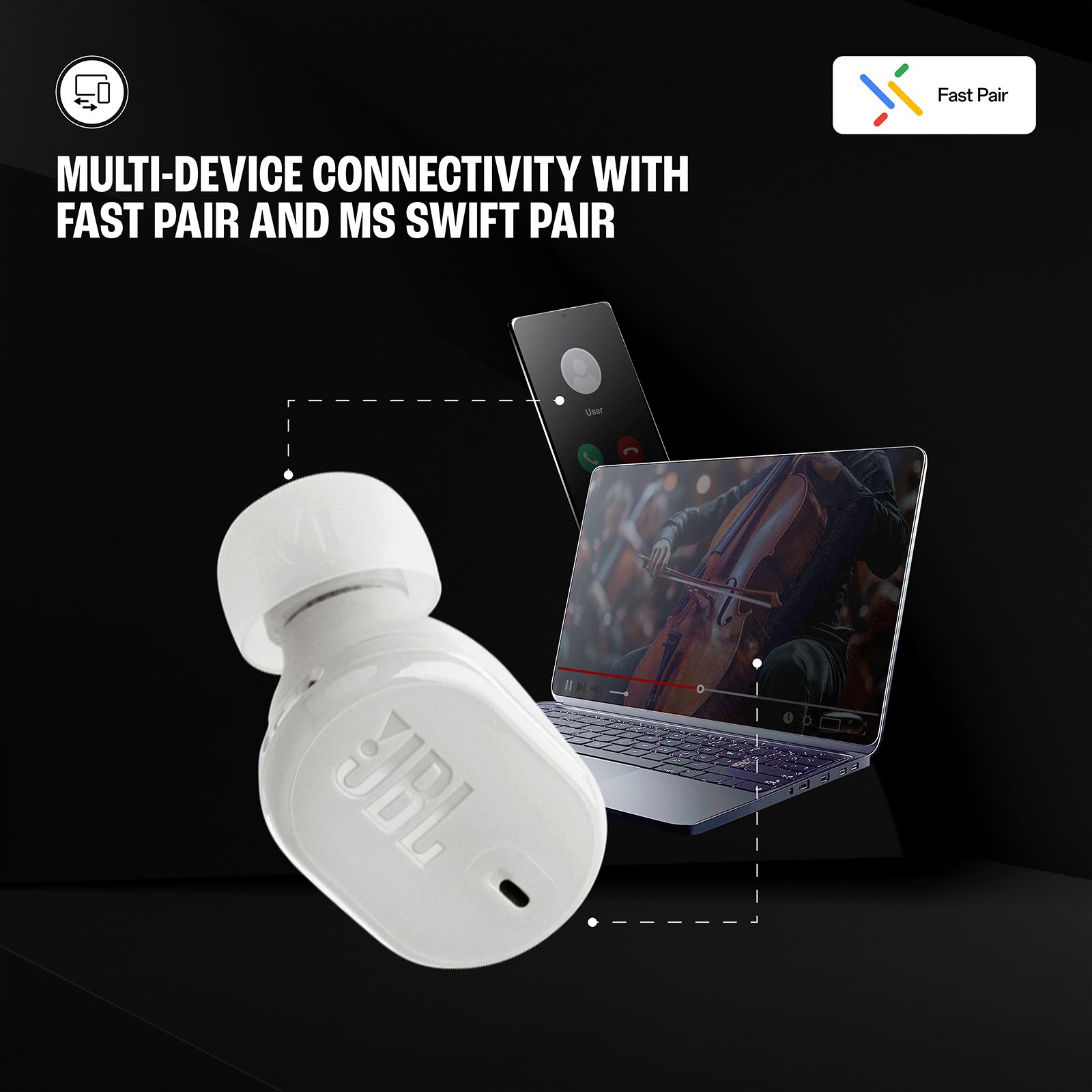 JBL Tune Buds 2 TWS Earbuds with Adaptive Noise Cancellation (IP54 Water Resistant, 48 Hours Playback, White) JBL Tune Buds 2 TWS Earbuds with Adaptive Noise Cancellation (IP54 Water Resistant, 48 Hours Playback, White)_15
