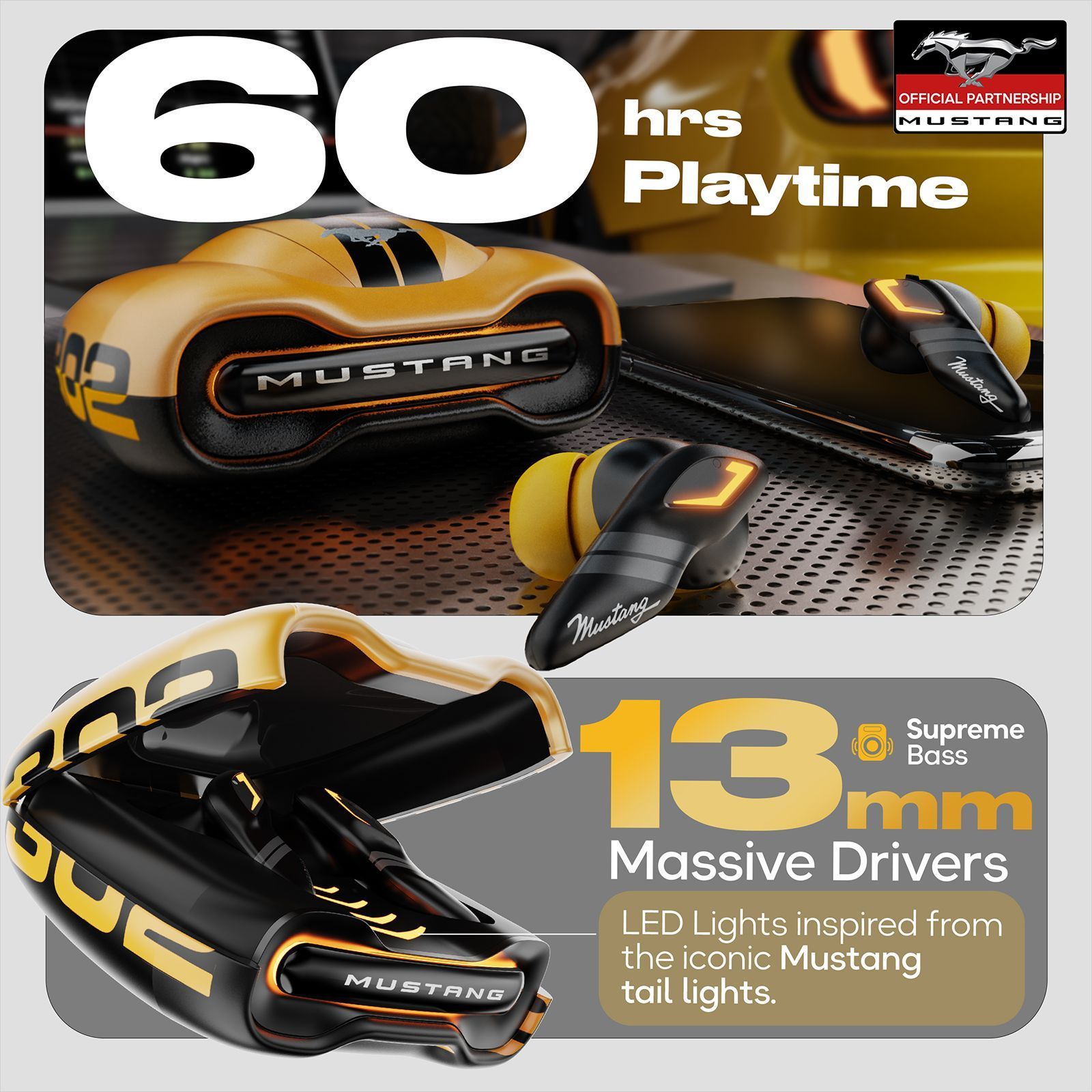 GOBOULT Mustang Torq FGTW196YLW TWS Earbuds with Environmental Noise Cancellation (IPX5 Water Resistant, Fast Charging, Yellow) GOBOULT Mustang Torq FGTW196YLW TWS Earbuds with Environmental Noise Cancellation (IPX5 Water Resistant, Fast Charging, Yellow)_13