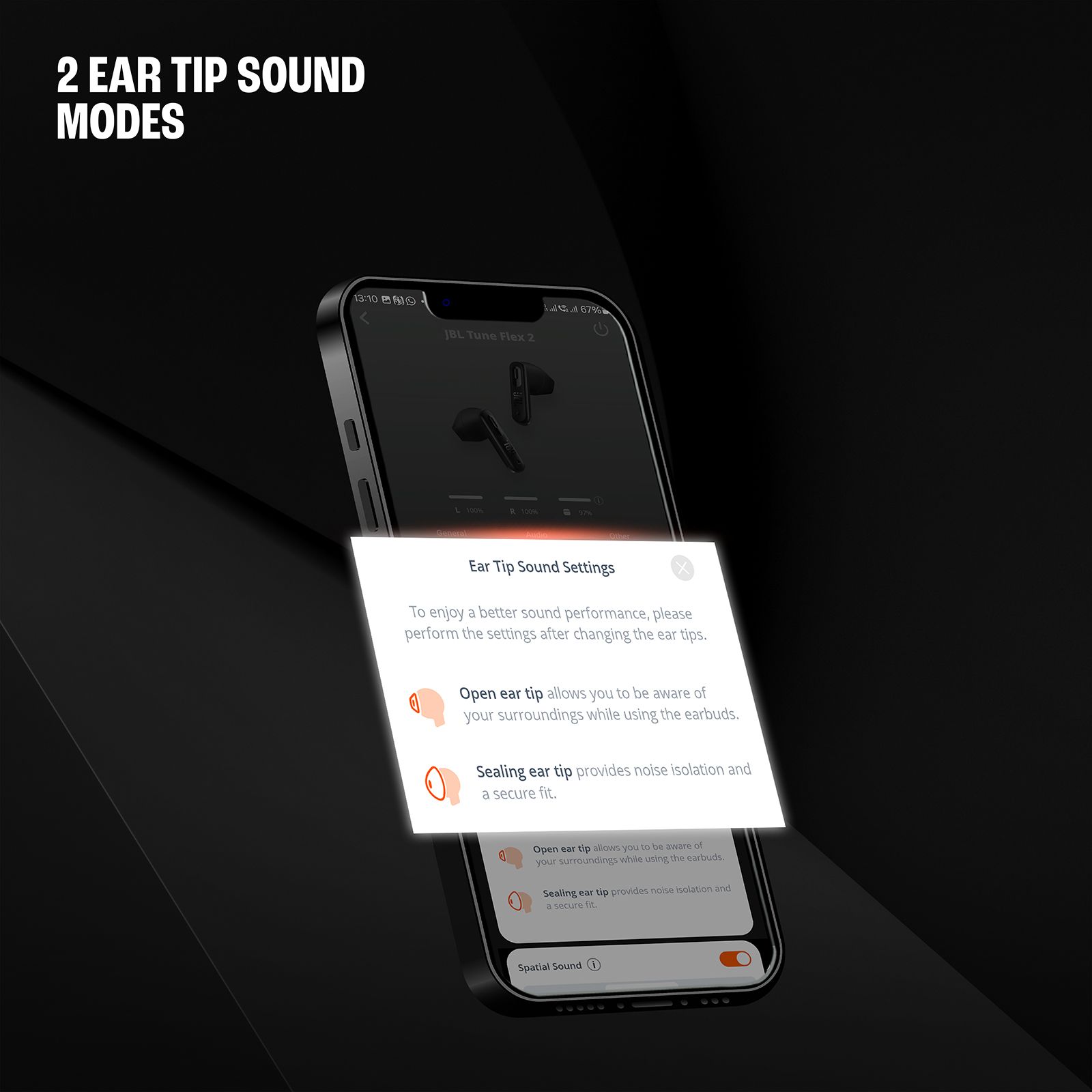 JBL Tune Flex 2 JBLTFLEX2BLK TWS Earbuds with Adaptive Noise Cancellation  (IP54 Dust and Water Resistant, Ambient Aware, Black)_20