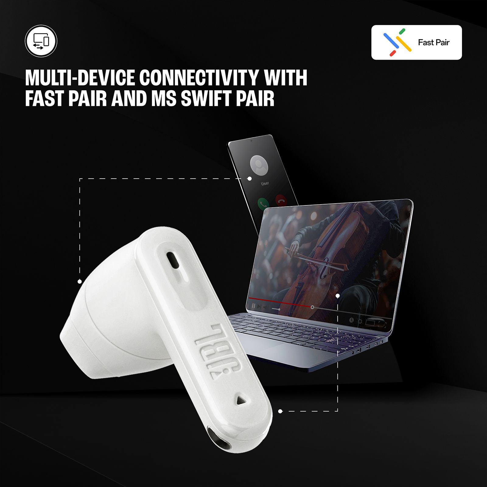 JBL Tune Flex 2 JBLTFLEX2WHT TWS Earbuds with Adaptive Noise Cancellation (IP54 Dust and Water Resistant, Ambient Aware, White) JBL Tune Flex 2 JBLTFLEX2WHT TWS Earbuds with Adaptive Noise Cancellation (IP54 Dust and Water Resistant, Ambient Aware, White)_18
