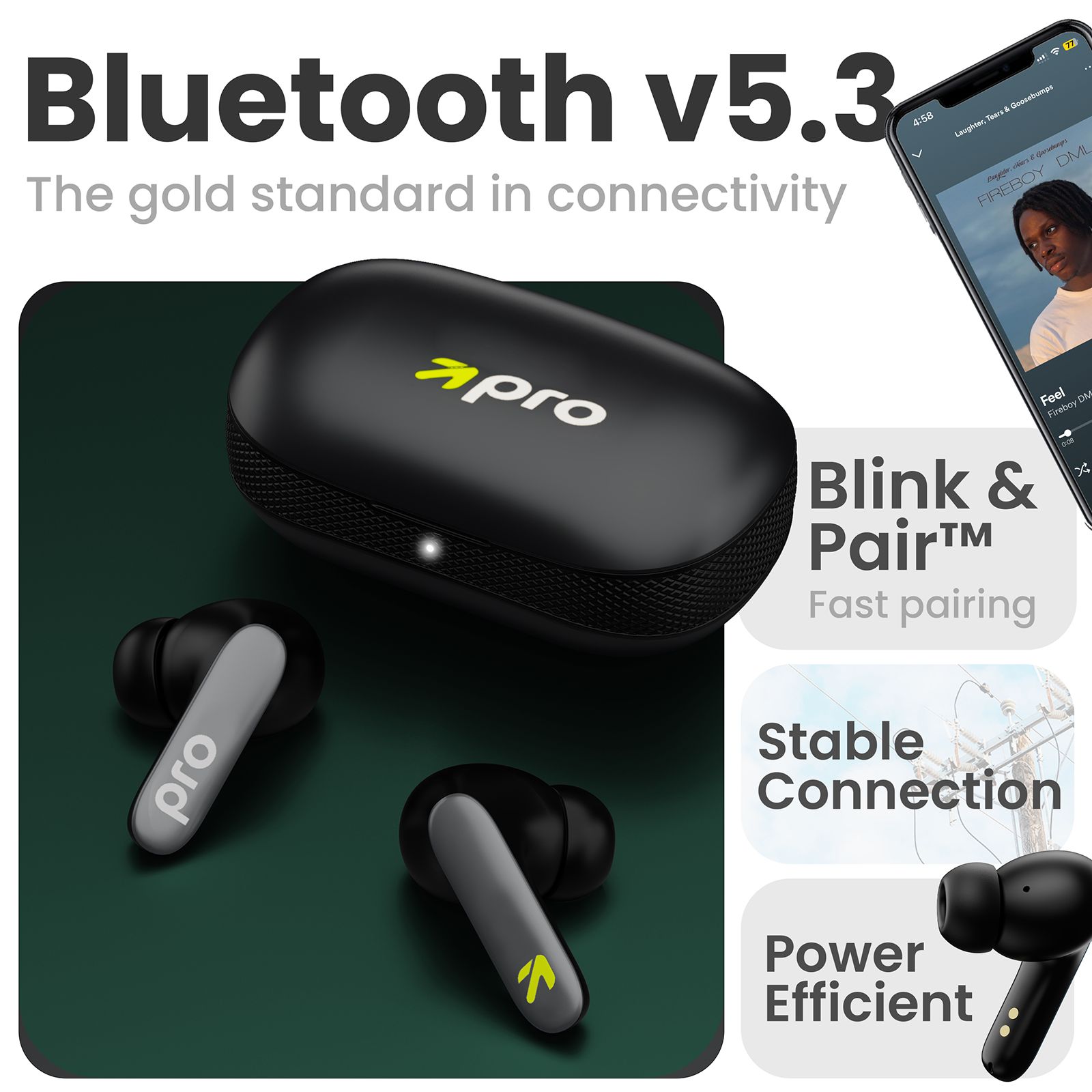 GOBOULT K60 TWS Earbuds with Environmental Noise Cancellation (IPX5 Water Resistant, Fast Charging, Black)_2