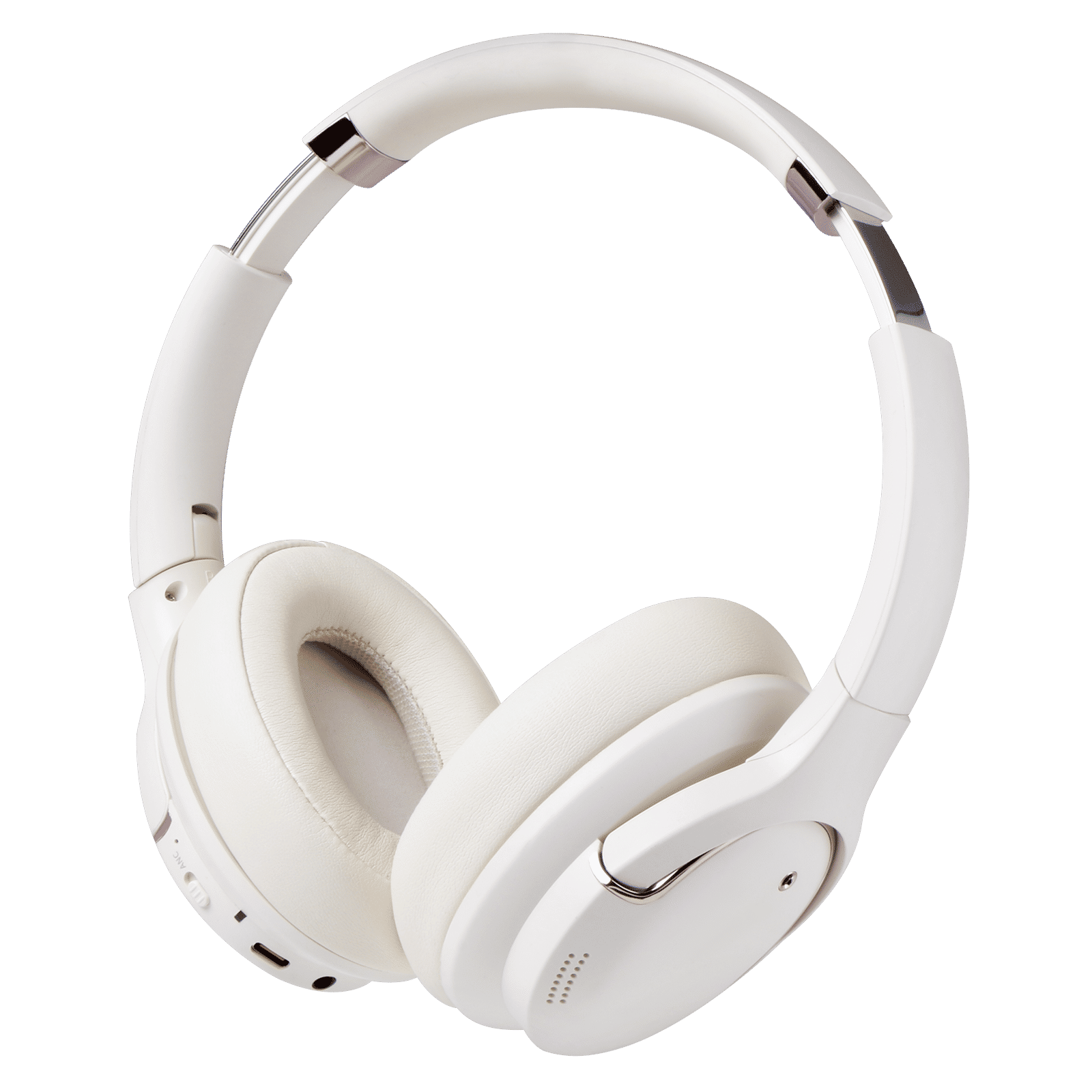 Croma Bluetooth Headphone with Mic (Active Noise Cancellation, Over Ear, Beige)_1