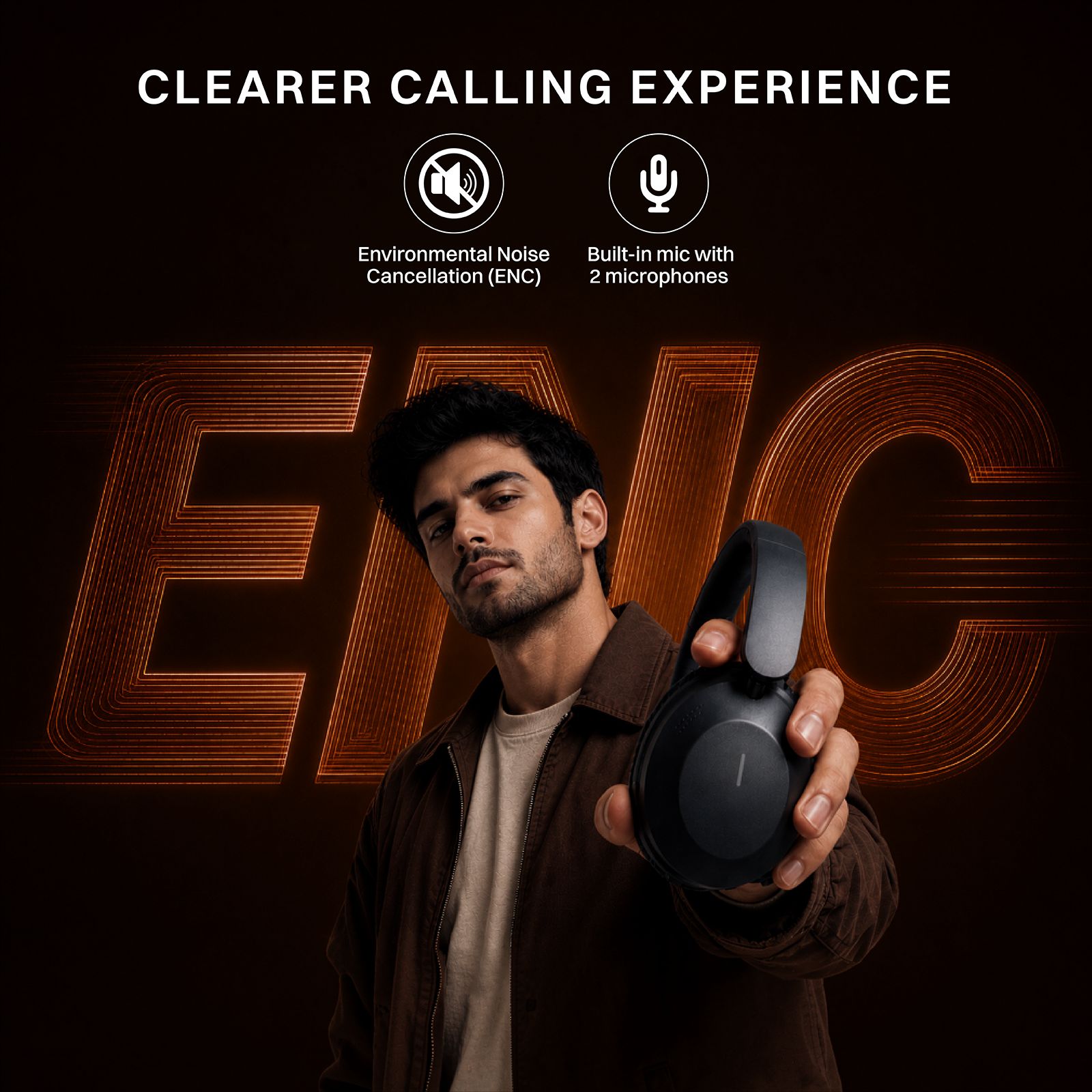 Croma HE101 Bluetooth Headphone with Mic (Environmental Noise Cancellation, Over Ear, Black) Croma HE101 Bluetooth Headphone with Mic (Environmental Noise Cancellation, Over Ear, Black)_5