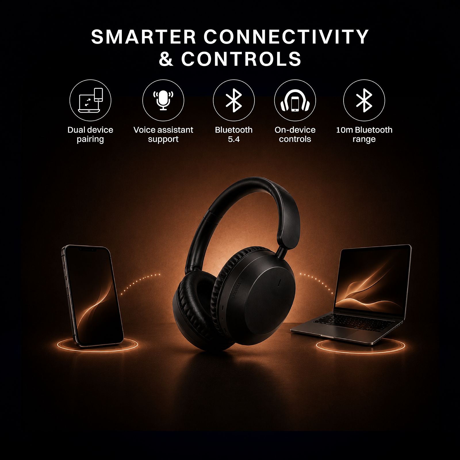 Croma HE101 Bluetooth Headphone with Mic (Environmental Noise Cancellation, Over Ear, Black) Croma HE101 Bluetooth Headphone with Mic (Environmental Noise Cancellation, Over Ear, Black)_7