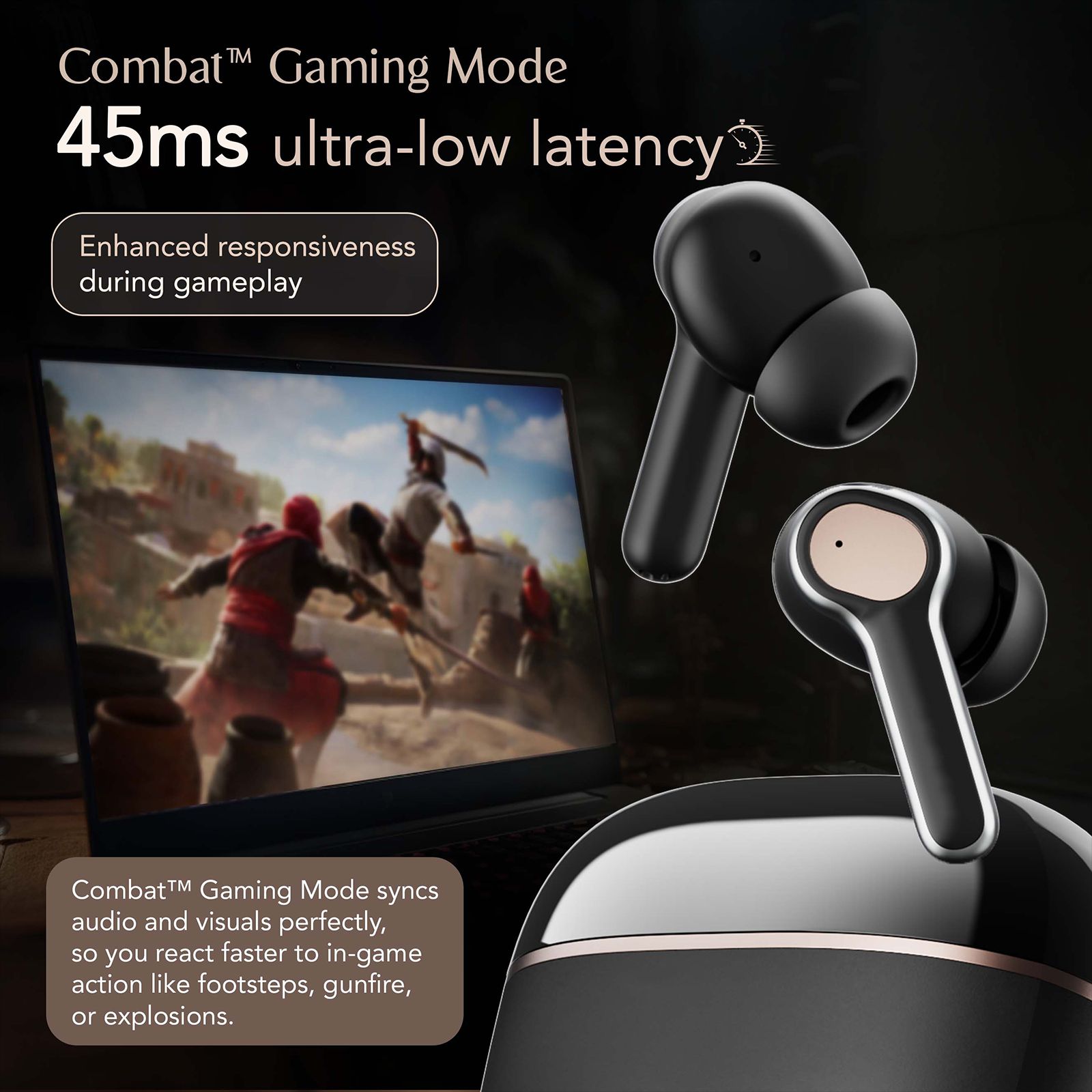 GOBOULT Z40 Ultra TWS Earbuds with Active Noise Cancellation (IPX5 Water Resistant, Dual Device Pairing, Black)_9