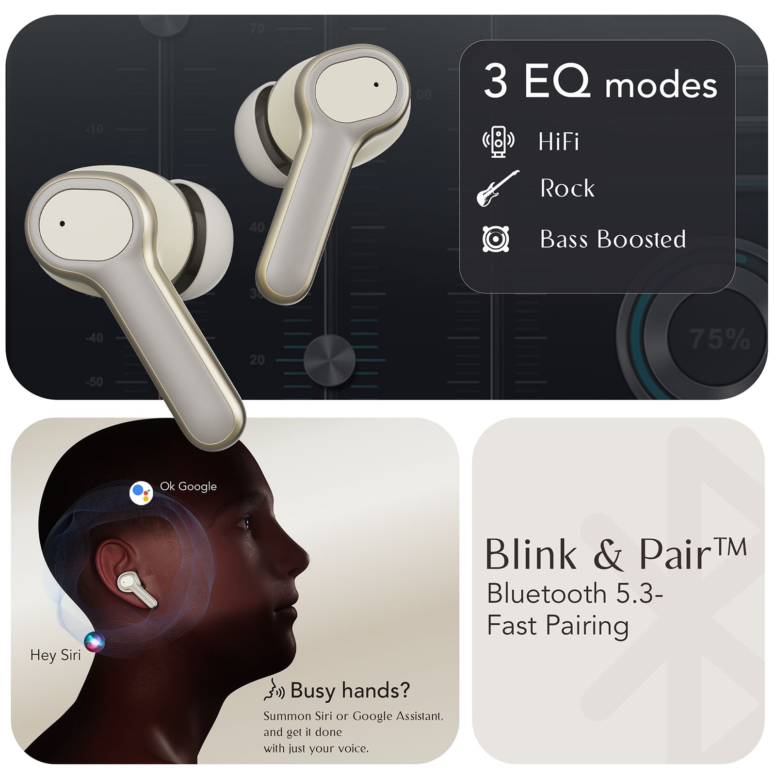 GOBOULT Z40 Ultra TWS Earbuds with Active Noise Cancellation (IPX5 Water Resistant, Dual Device Pairing, Beige) GOBOULT Z40 Ultra TWS Earbuds with Active Noise Cancellation (IPX5 Water Resistant, Dual Device Pairing, Beige)_3