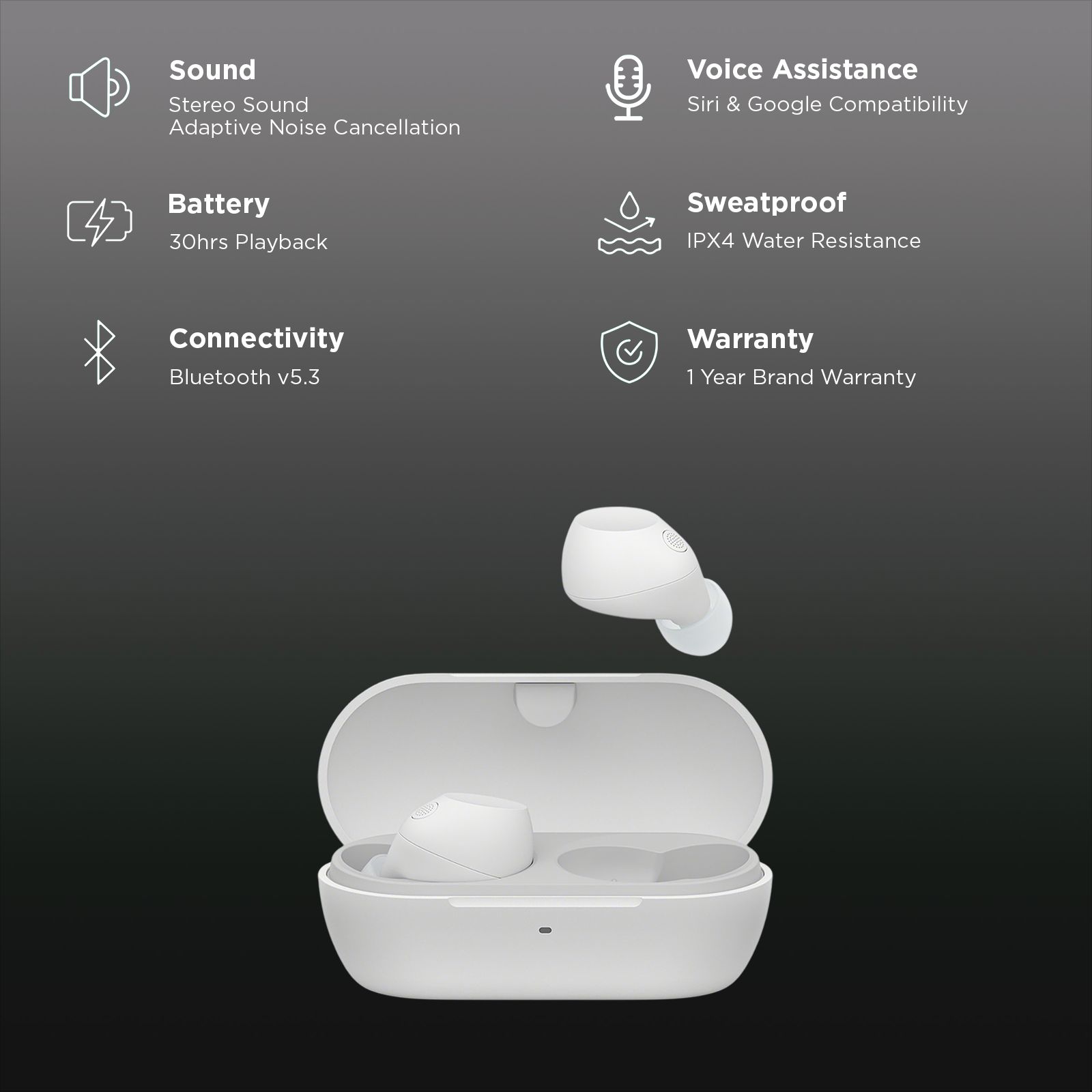 SONY WF-C710N TWS Earbuds with Advanced Noise Cancellation (IPX4 Water Resistant, Noise Sensor Technology, White)_3