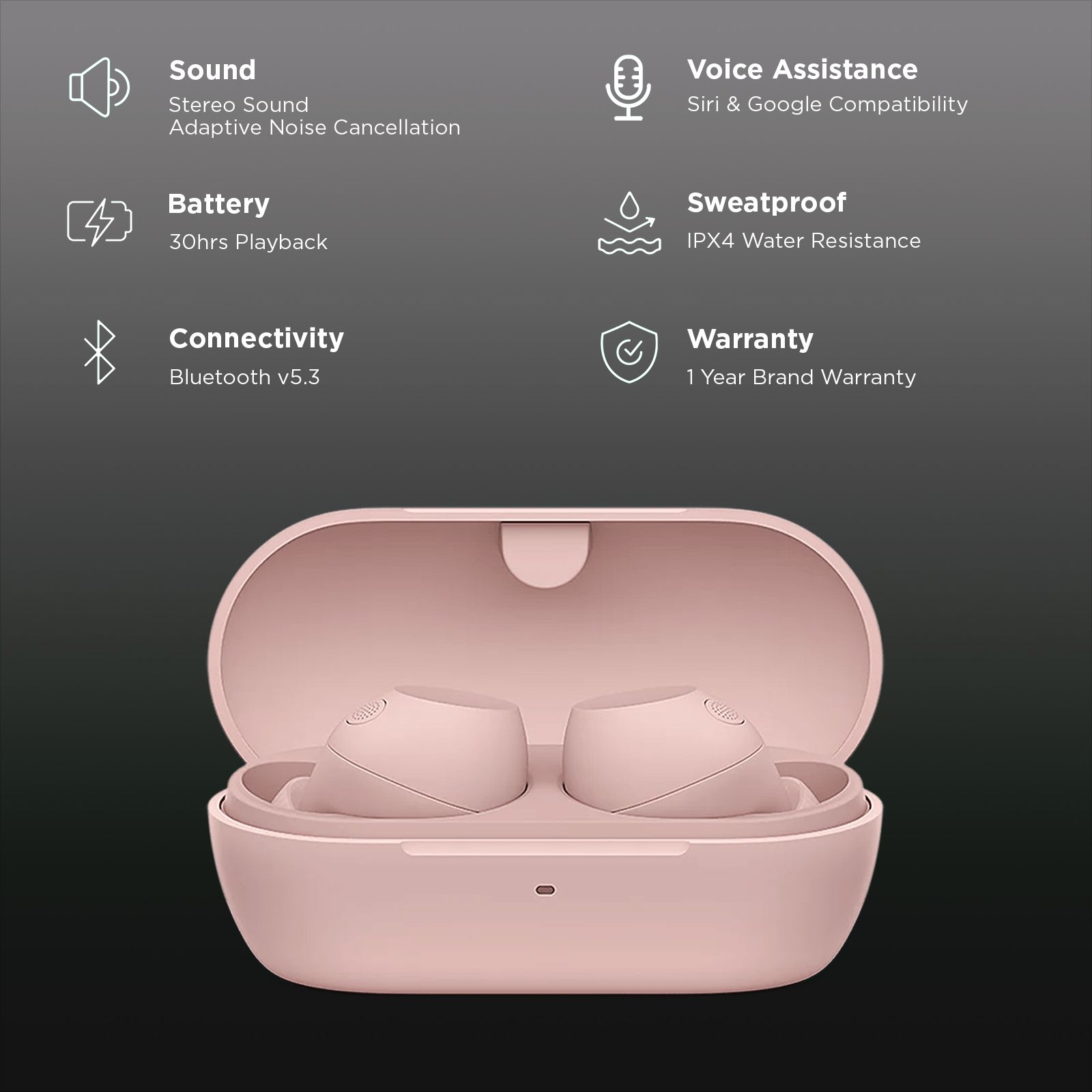 SONY WF-C710N TWS Earbuds with Advanced Noise Cancellation (IPX4 Water Resistant, Noise Sensor Technology, Pink)_3