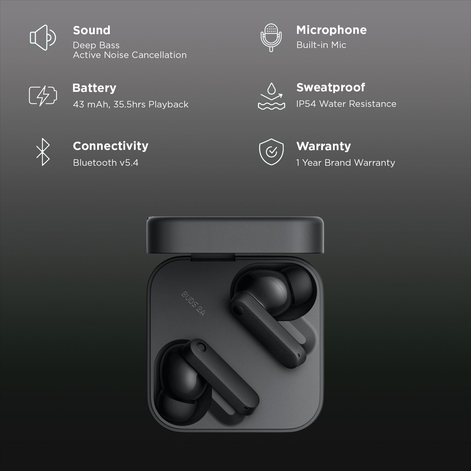 Nothing Buds 2a TWS Earbuds with Active Noise Cancellation (IP54 Water Resistant, Low Lag Mode, Dark Grey)_3