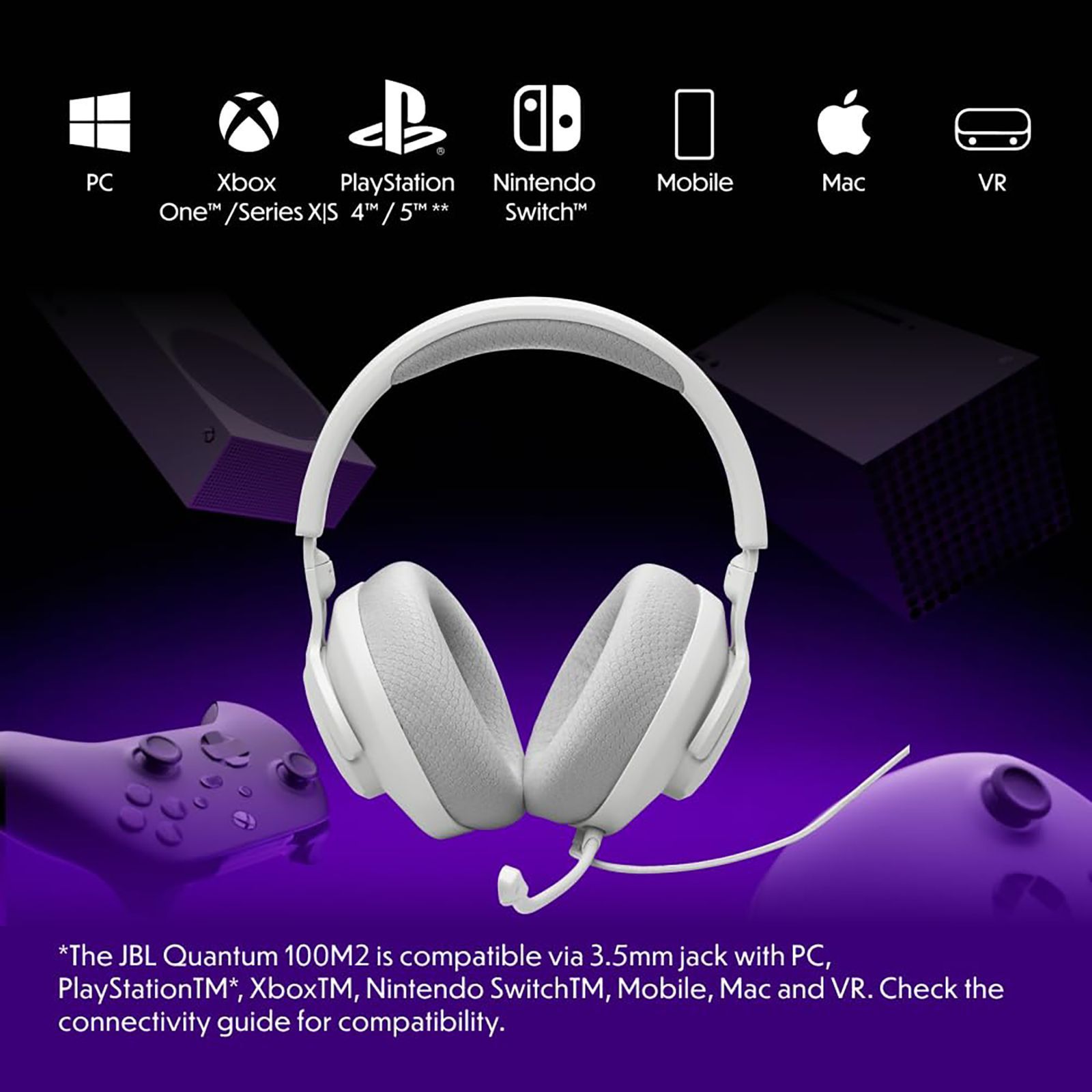 JBL Quantum 100M2 Wired Gaming Headset (Detachable Microphone, Over Ear, White)_14