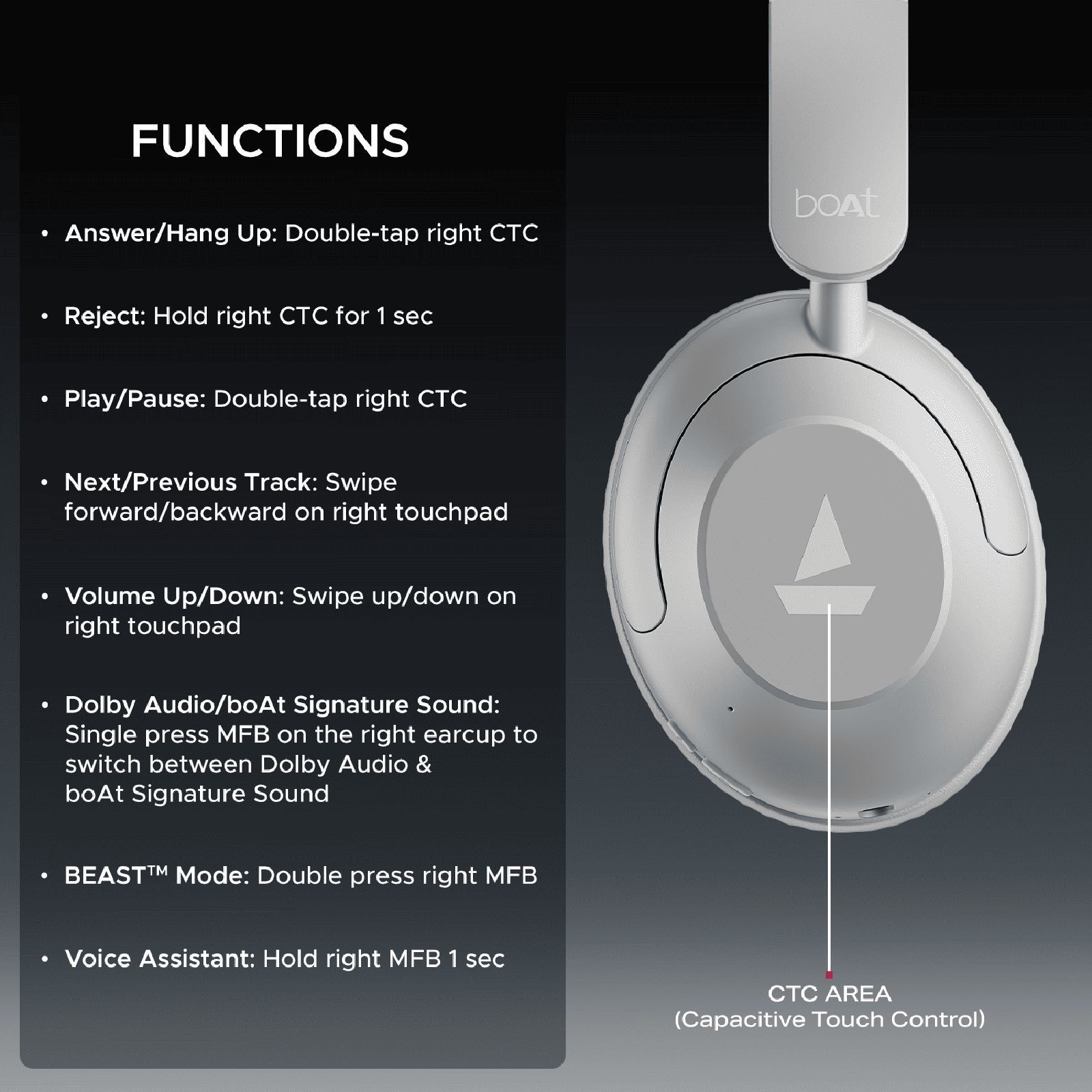 boAt Rockerz 650 Pro Bluetooth Headphone with Mic (80 Hours Playback, Over Ear, Silver Frost)_4