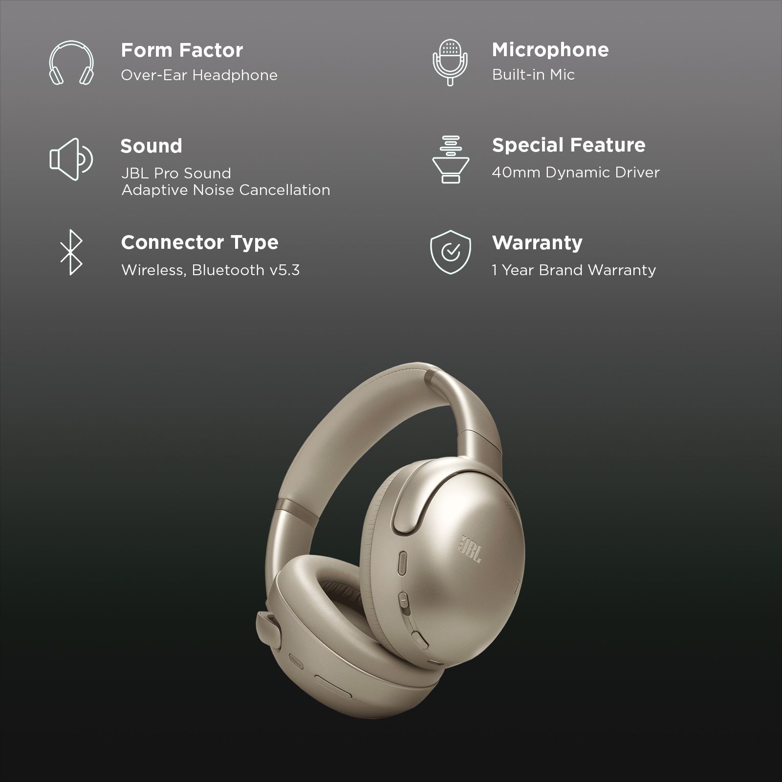 JBL Tour One M3 Bluetooth Headphone with Mic (Adaptive Noise Cancellation, Over Ear, Latte)_2