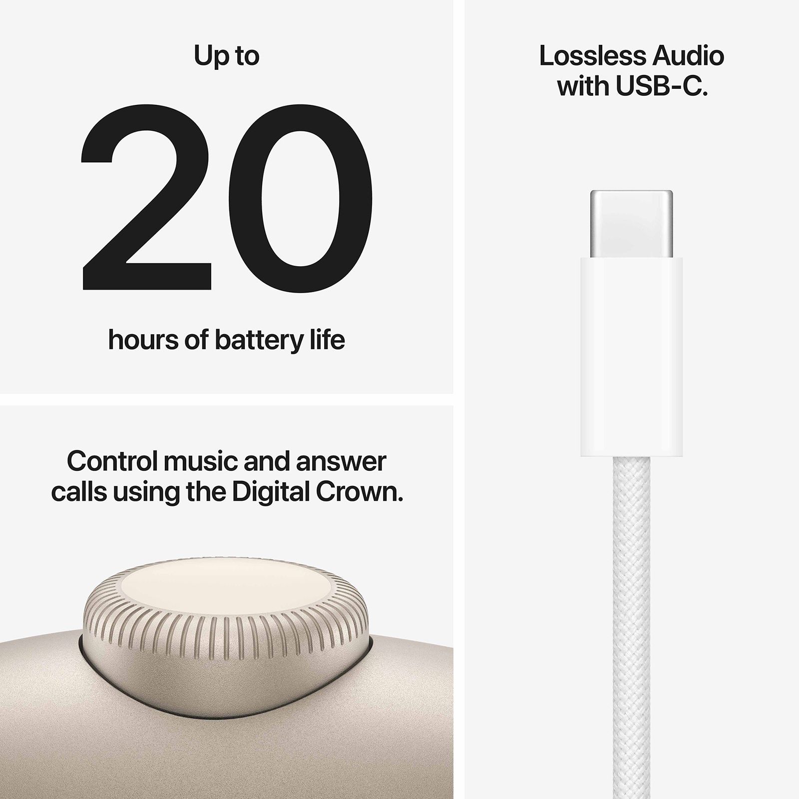 Apple AirPods Max 2 MHWL4HN/A Bluetooth Headphone without Mic (Active Noise Cancellation, Over Ear, Starlight) Apple AirPods Max 2 MHWL4HN/A Bluetooth Headphone without Mic (Active Noise Cancellation, Over Ear, Starlight)_5