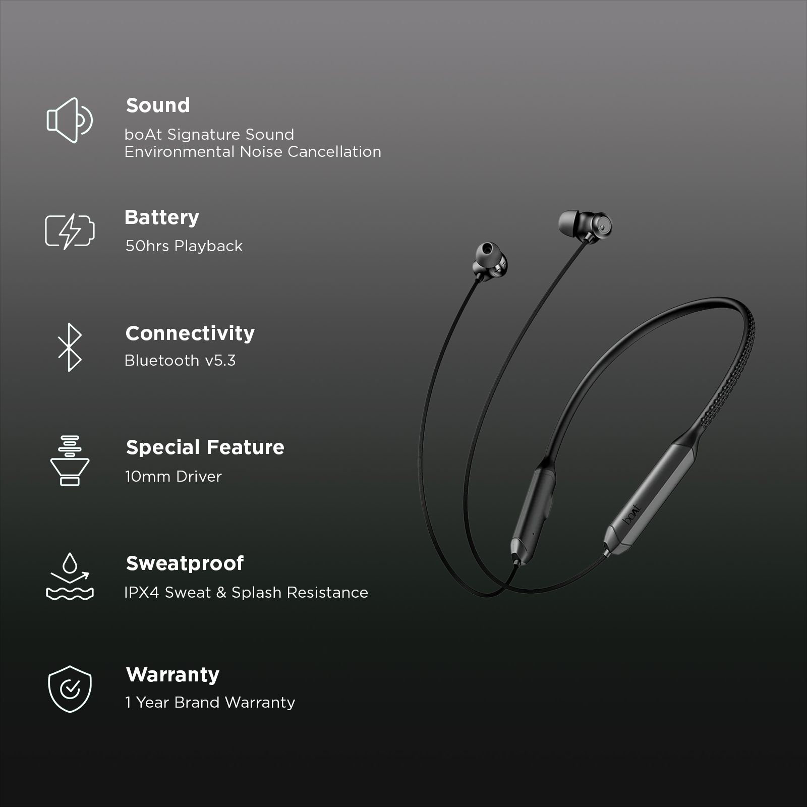 boAt Rockerz Prime 255Z PP0023 Neckband with AI Environmental Noise Cancellation (IPX4 Sweat Resistant, Splash Resistant, 50 Hours Playback, Onyx Black)_2