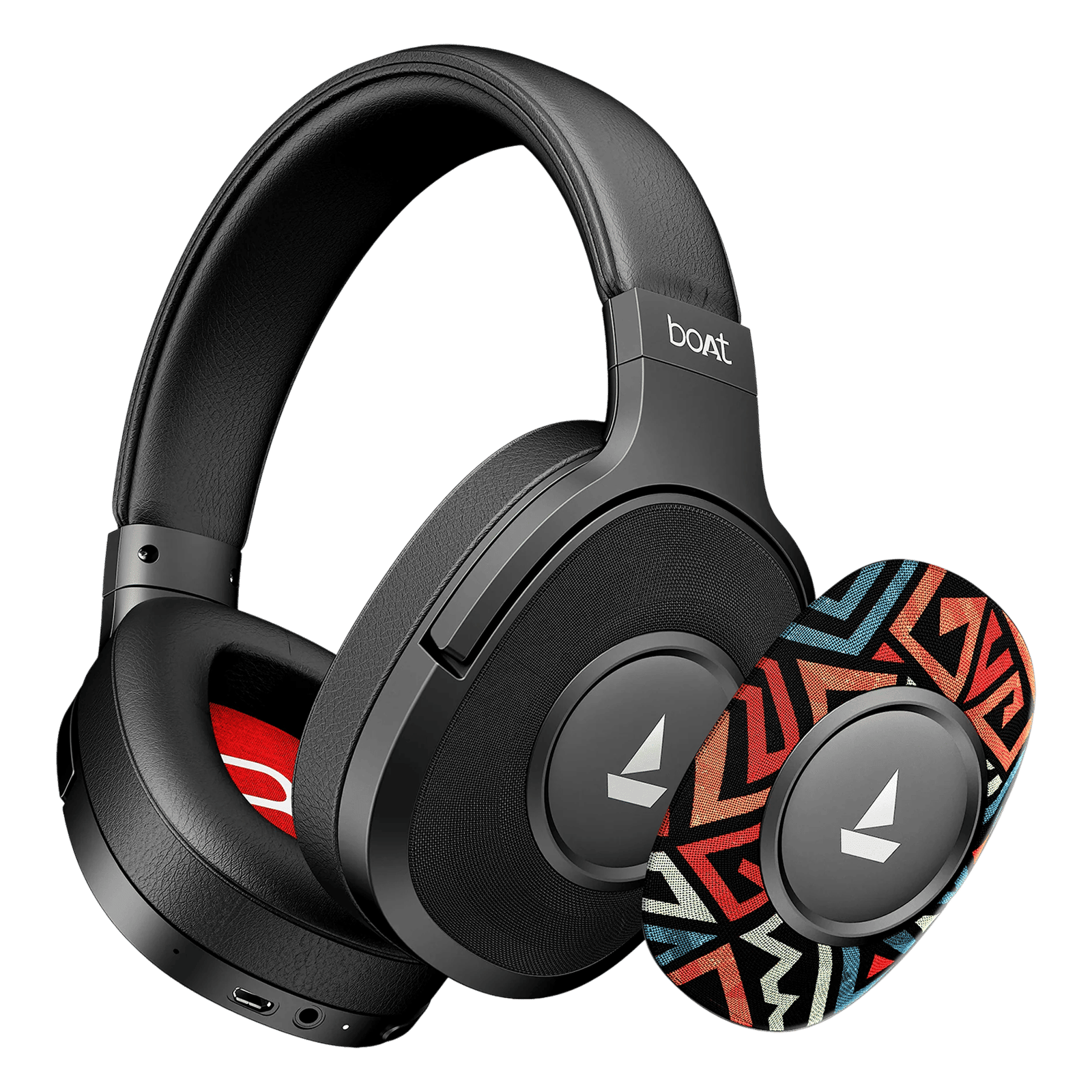 boAt Rockerz Plus 550 Bluetooth Headphone with Mic (Dual Pairing, Over Ear, Black Psyche)_1