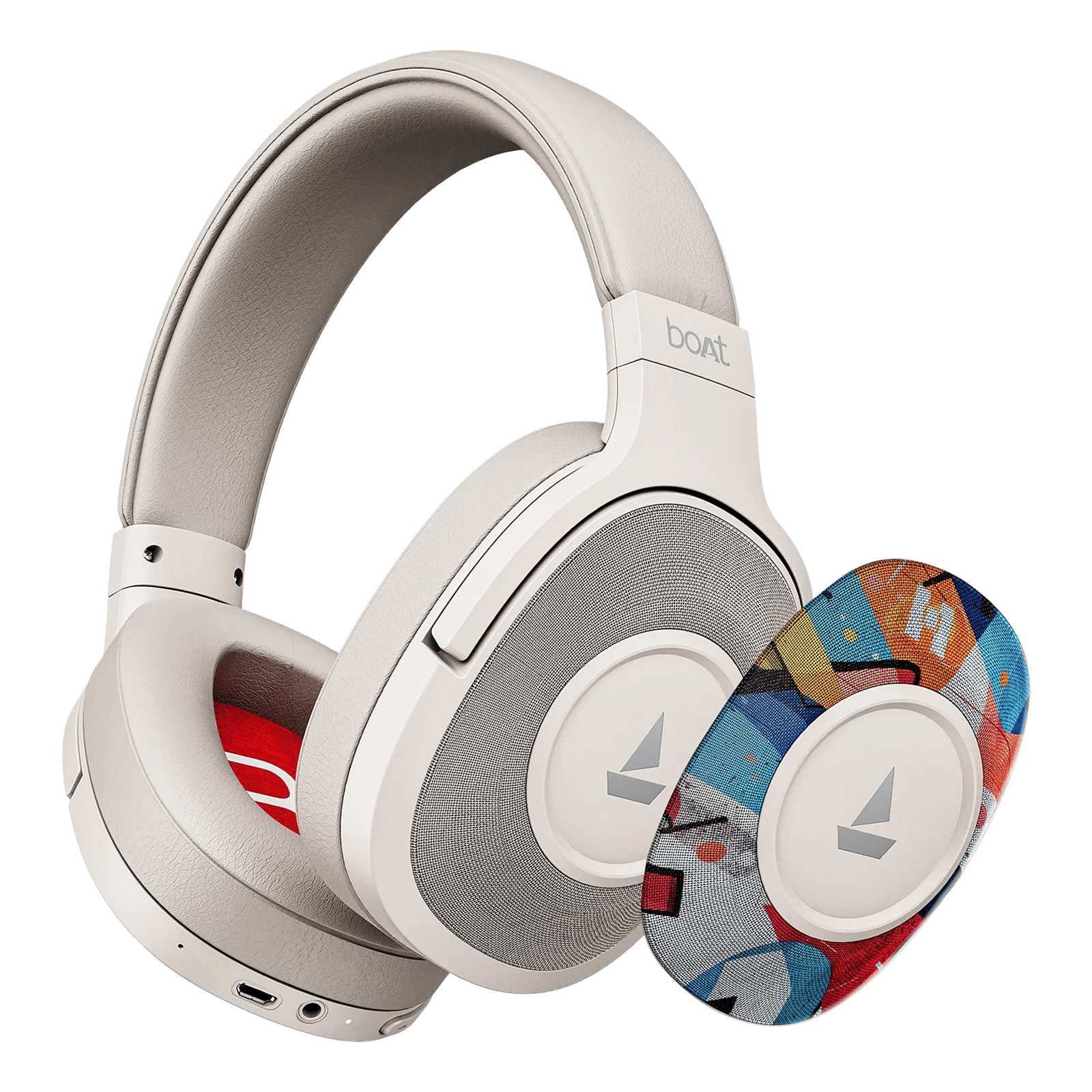 boAt Rockerz Plus 550 Bluetooth Headphone with Mic (Dual Pairing, Over Ear, White Prism)_1
