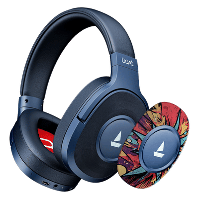 boAt Rockerz Plus 550 Bluetooth Headphone with Mic (Dual Pairing, Over Ear, Blue Psyche)