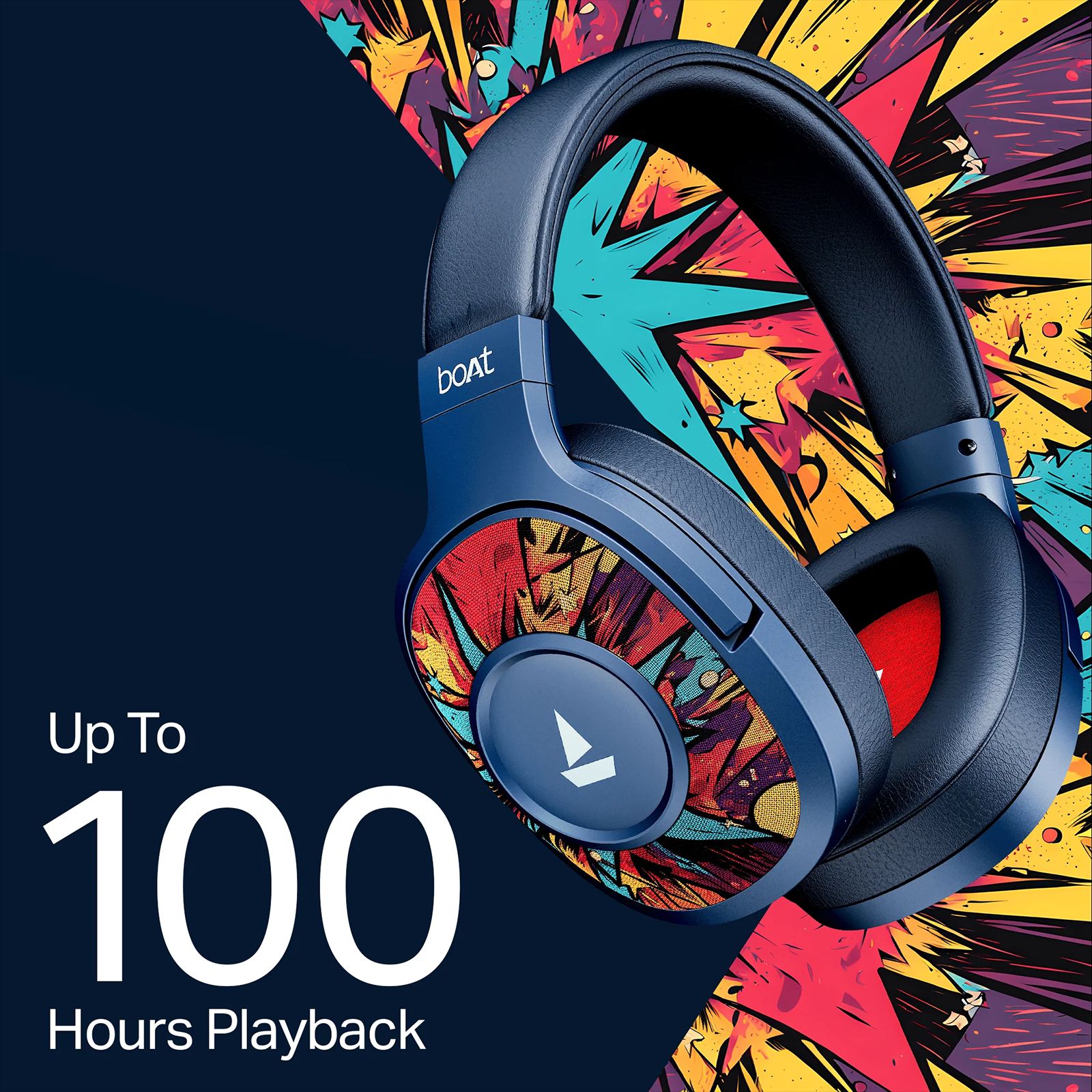 boAt Rockerz Plus 550 Bluetooth Headphone with Mic (Dual Pairing, Over Ear, Blue Psyche) boAt Rockerz Plus 550 Bluetooth Headphone with Mic (Dual Pairing, Over Ear, Blue Psyche)_3