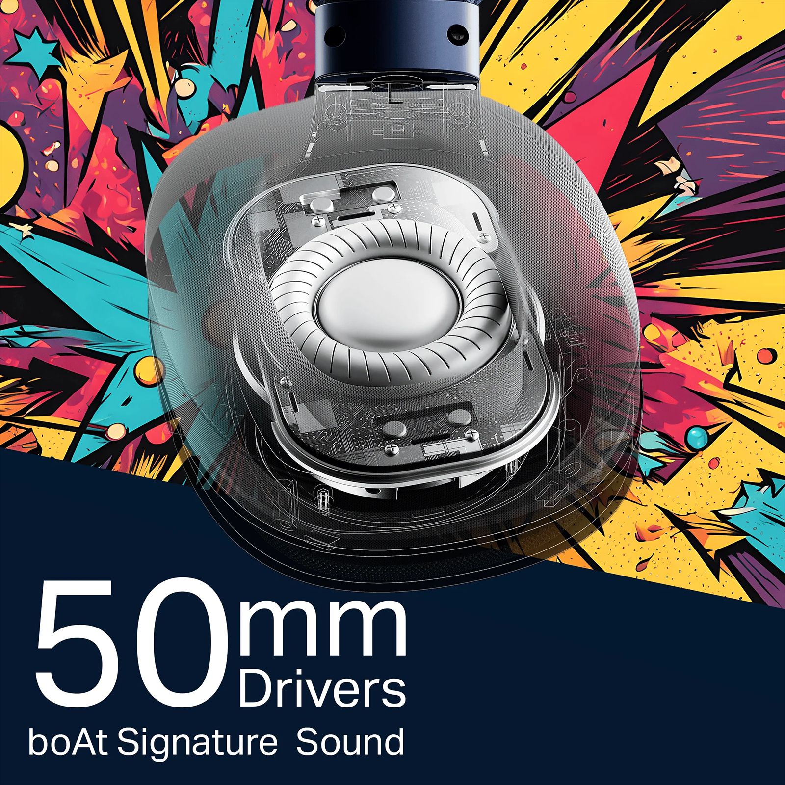 boAt Rockerz Plus 550 Bluetooth Headphone with Mic (Dual Pairing, Over Ear, Blue Psyche) boAt Rockerz Plus 550 Bluetooth Headphone with Mic (Dual Pairing, Over Ear, Blue Psyche)_4