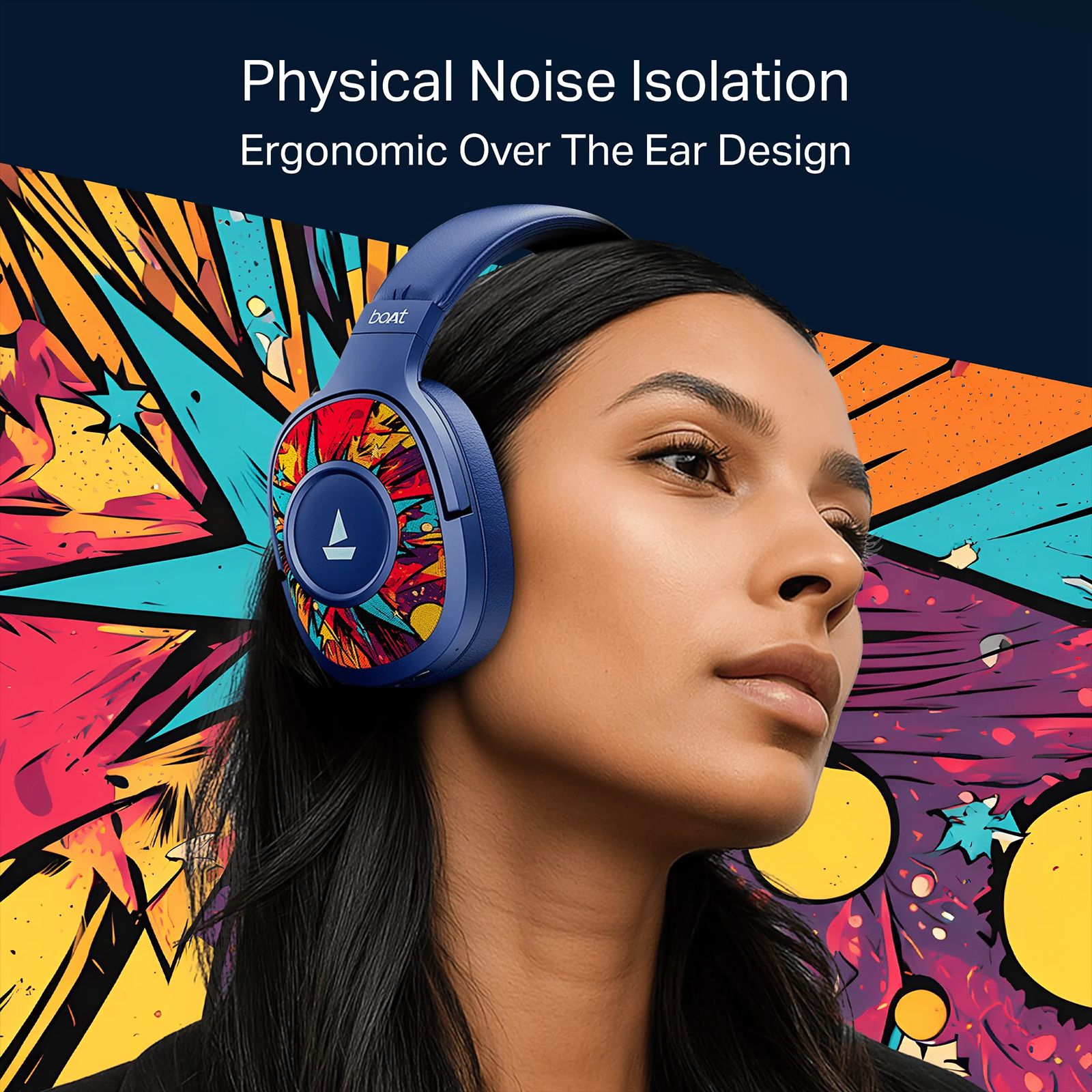 boAt Rockerz Plus 550 Bluetooth Headphone with Mic (Dual Pairing, Over Ear, Blue Psyche) boAt Rockerz Plus 550 Bluetooth Headphone with Mic (Dual Pairing, Over Ear, Blue Psyche)_5