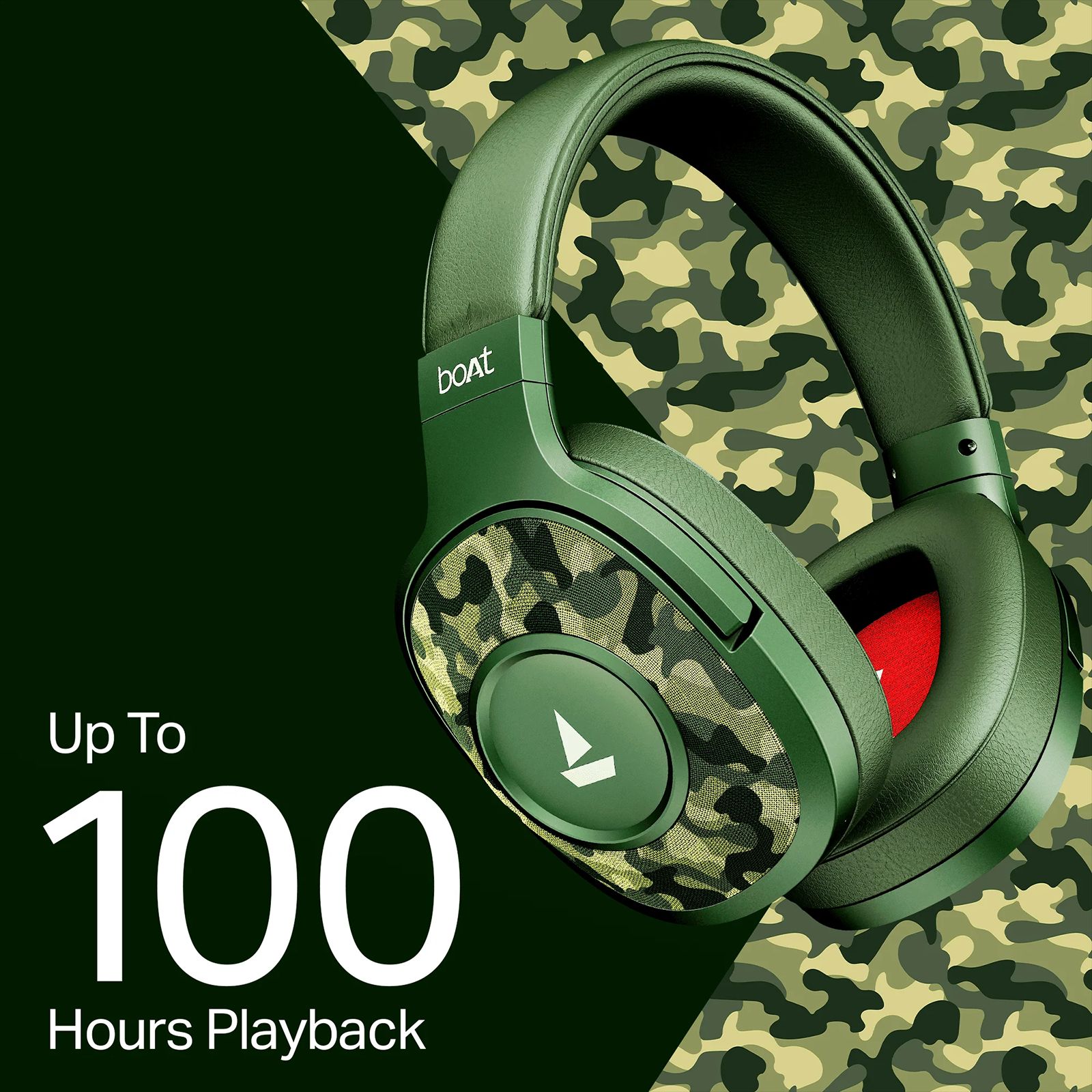 boAt Rockerz Plus 550 Bluetooth Headphone with Mic (Dual Pairing, Over Ear, Green Militia) boAt Rockerz Plus 550 Bluetooth Headphone with Mic (Dual Pairing, Over Ear, Green Militia)_3